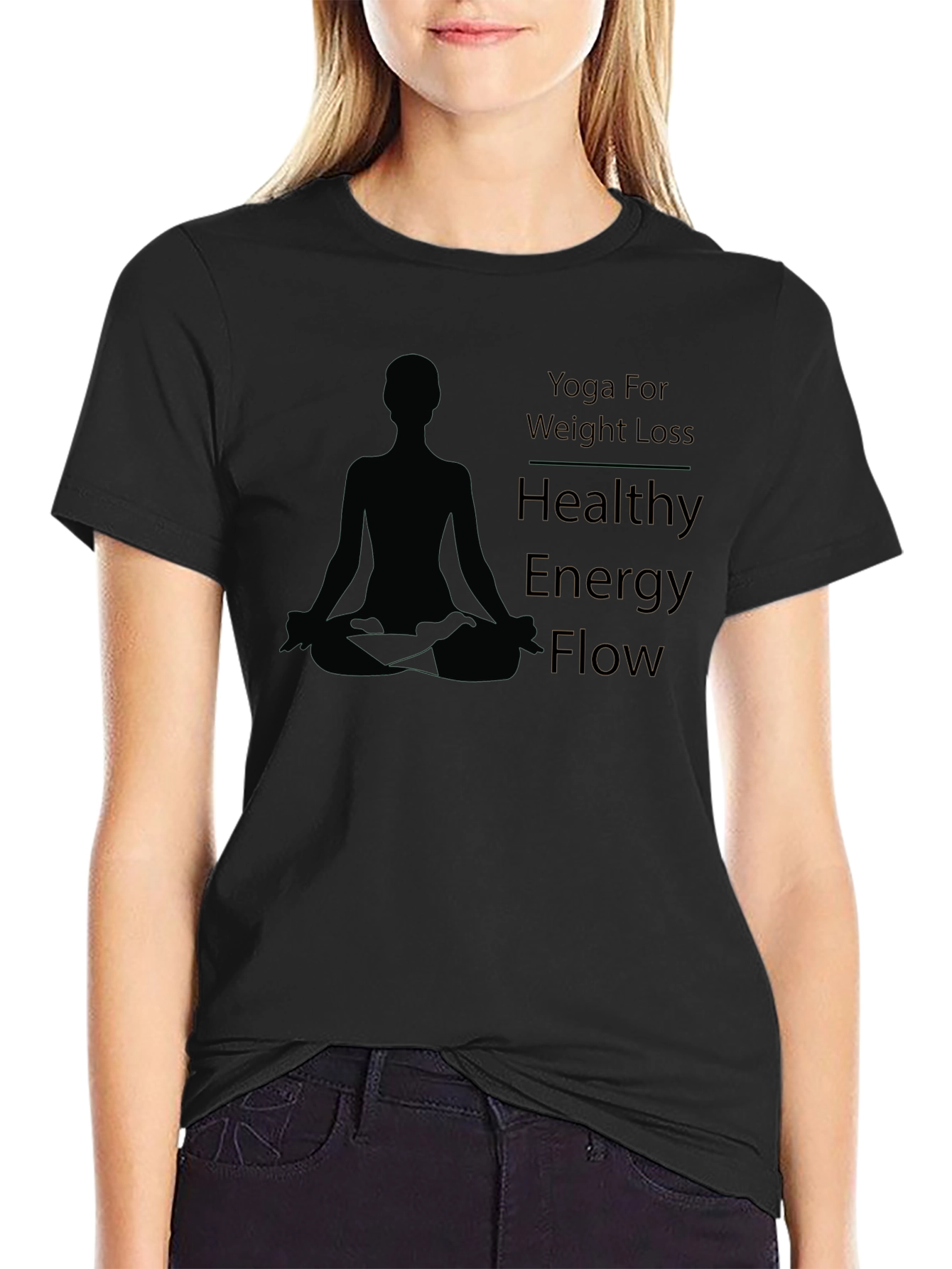 Yoga Weight Loss Healthy Energy Flow Black T-Shirt