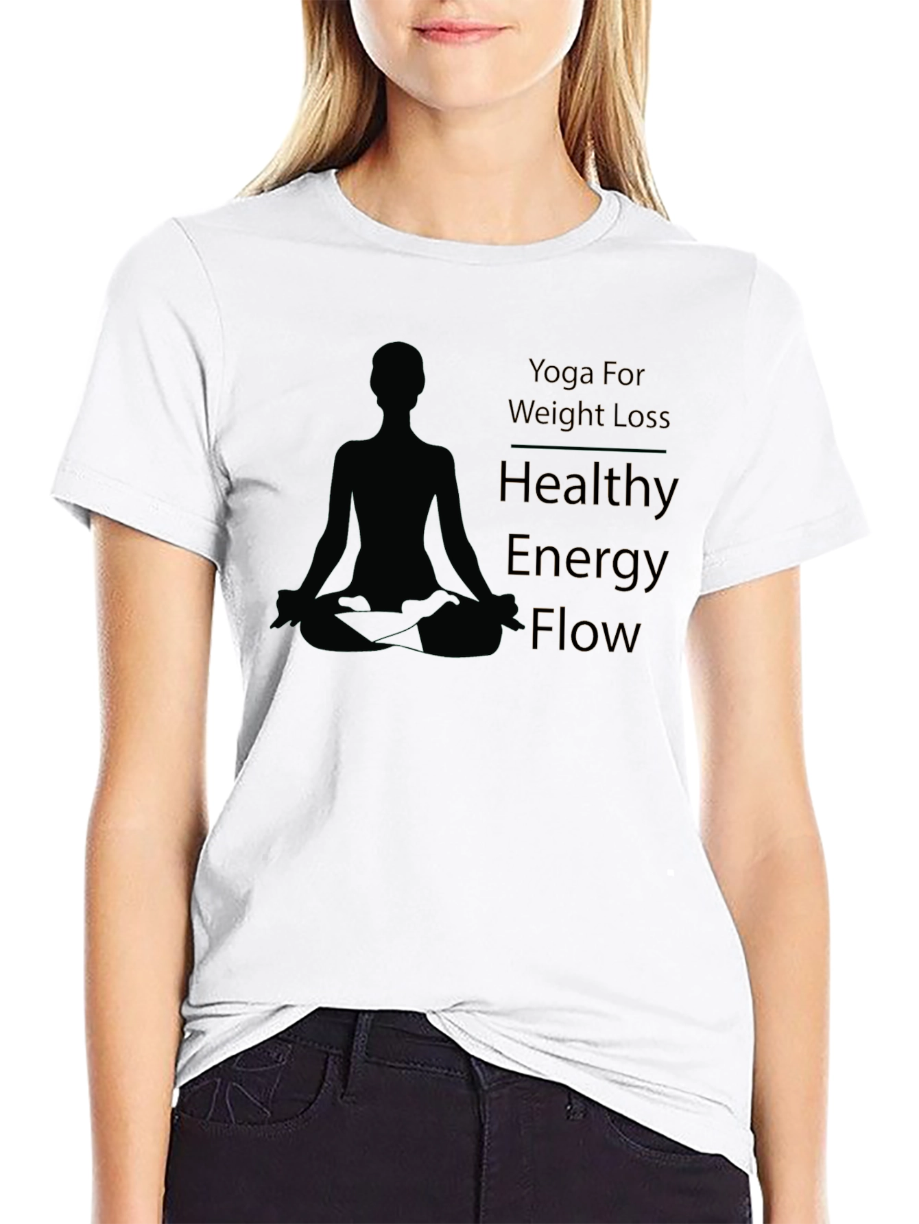 Yoga Weight Loss Healthy Energy Flow Black T-Shirt