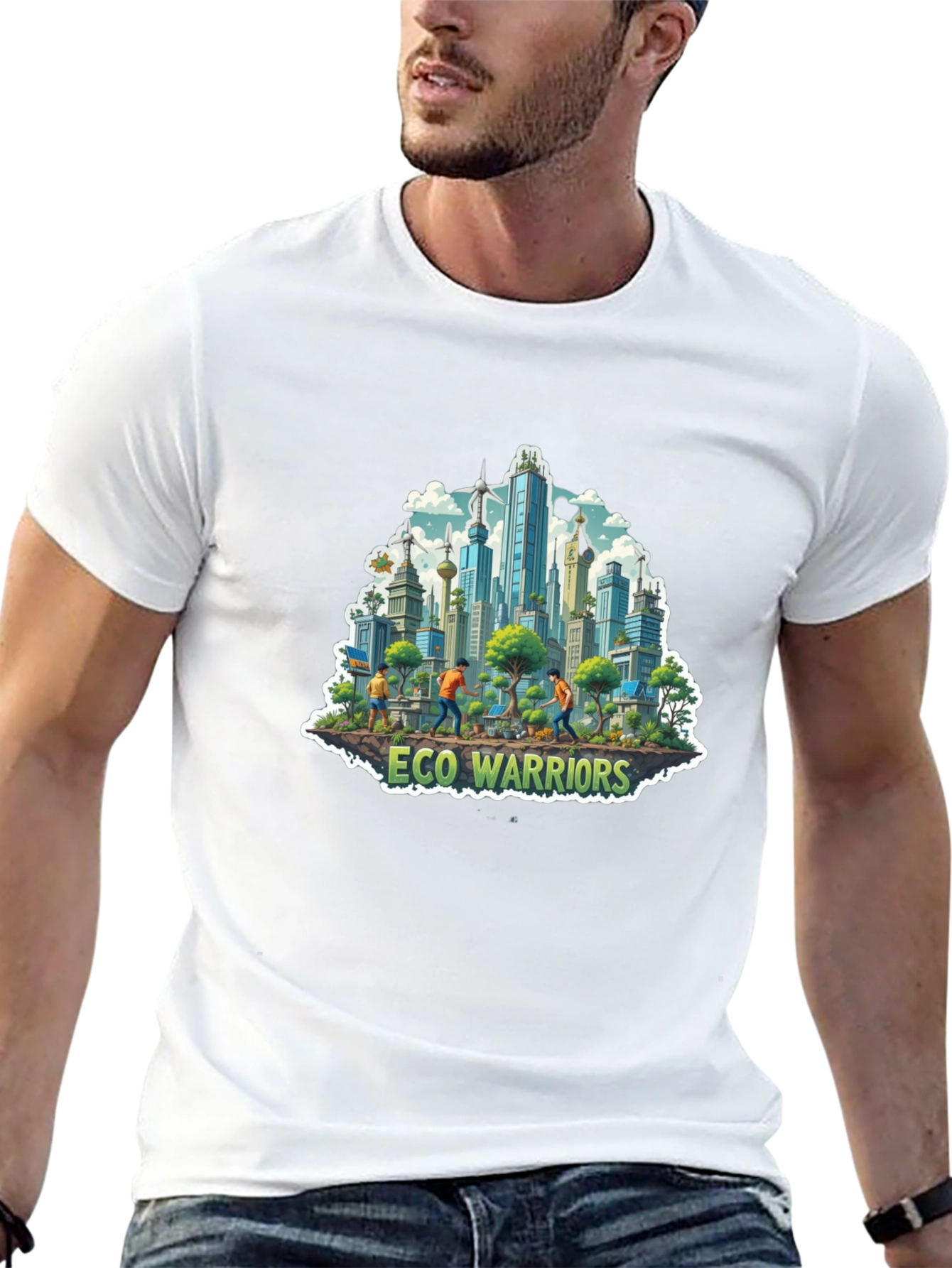 Eco Warriors Graphic Tee - Cityscape Design