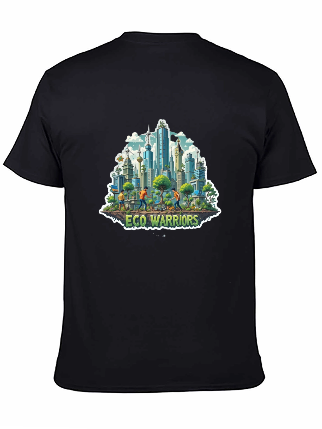 Eco Warriors Graphic Tee - Cityscape Design