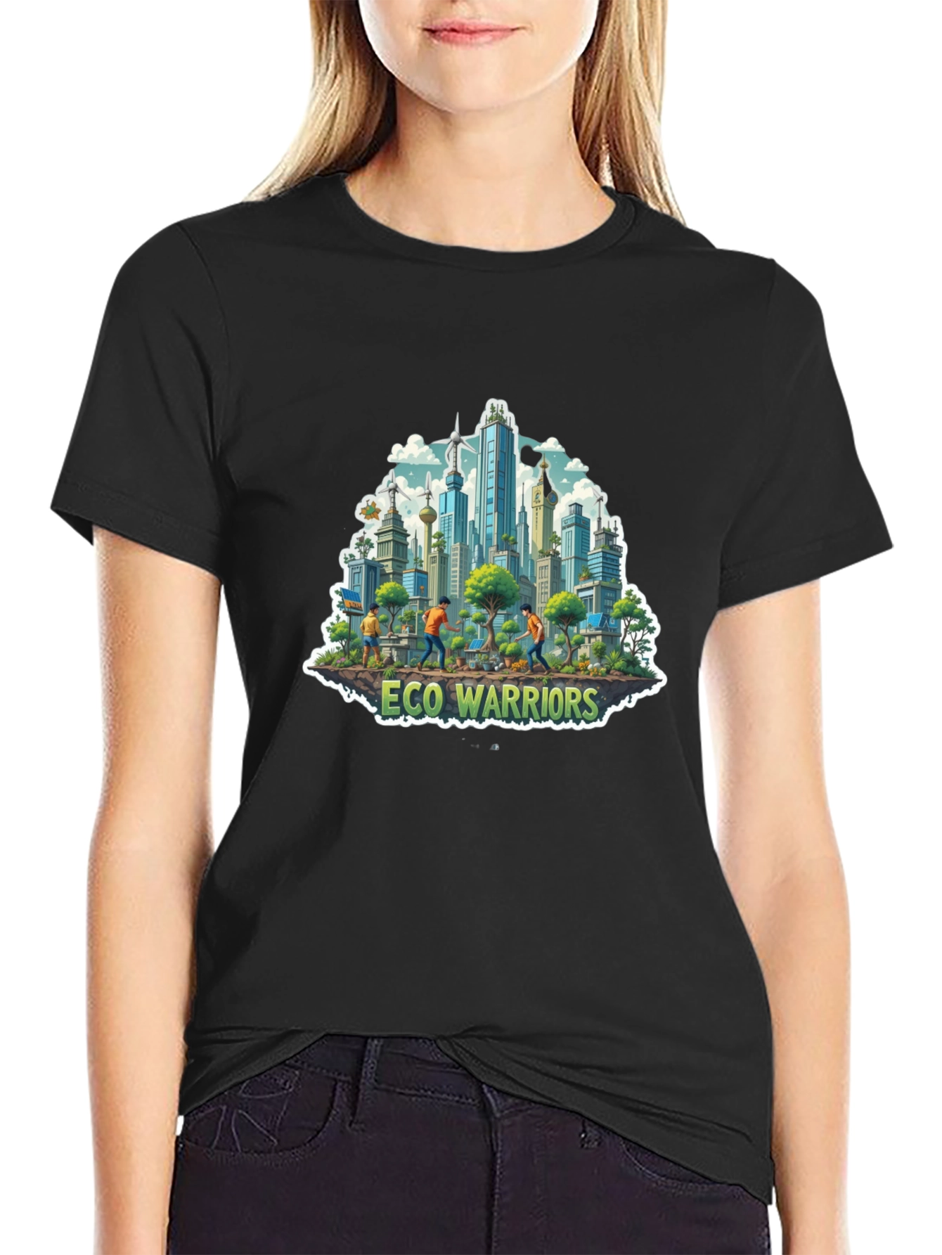Eco Warriors Graphic Tee - Cityscape Design