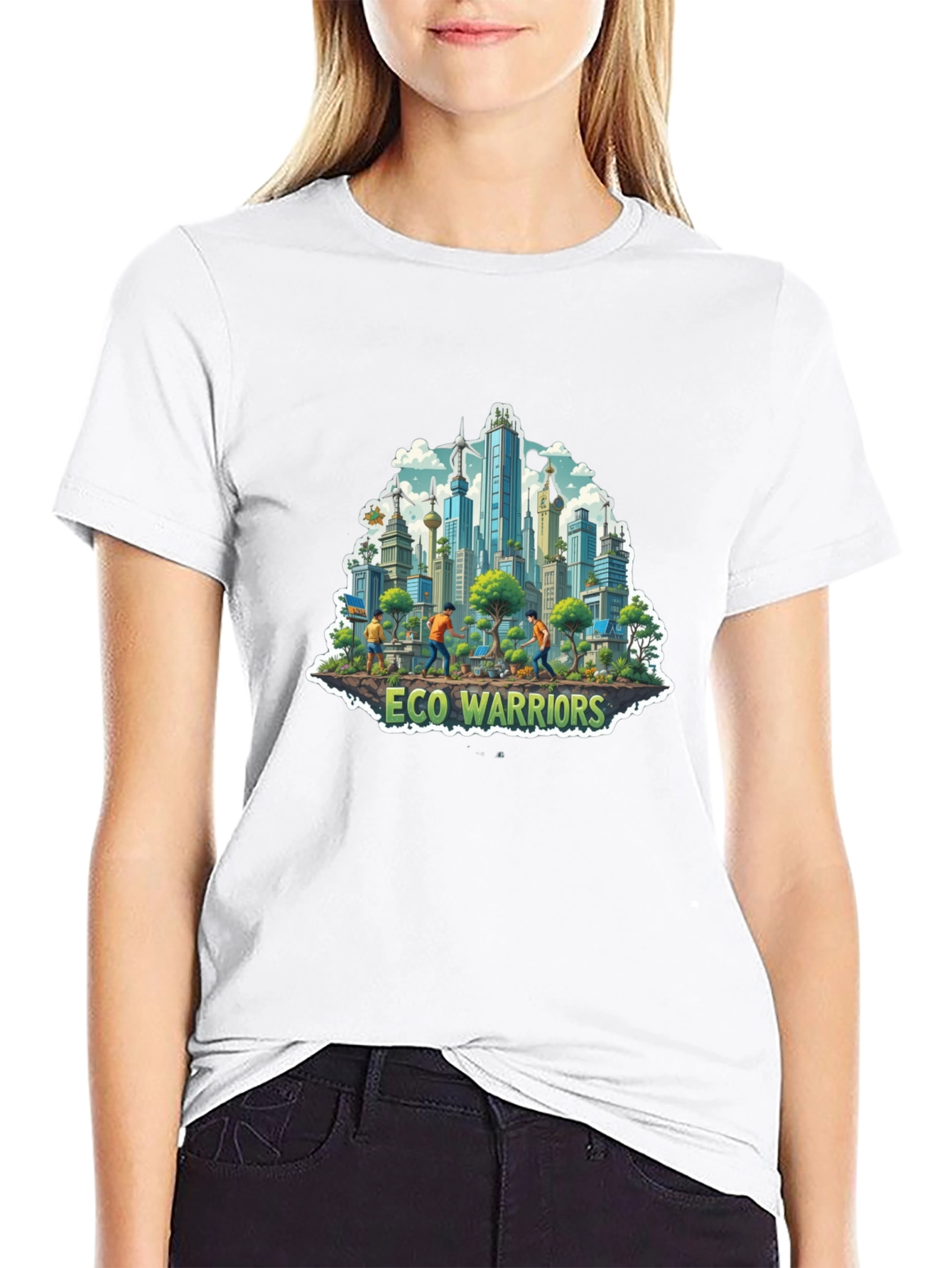 Eco Warriors Graphic Tee - Cityscape Design