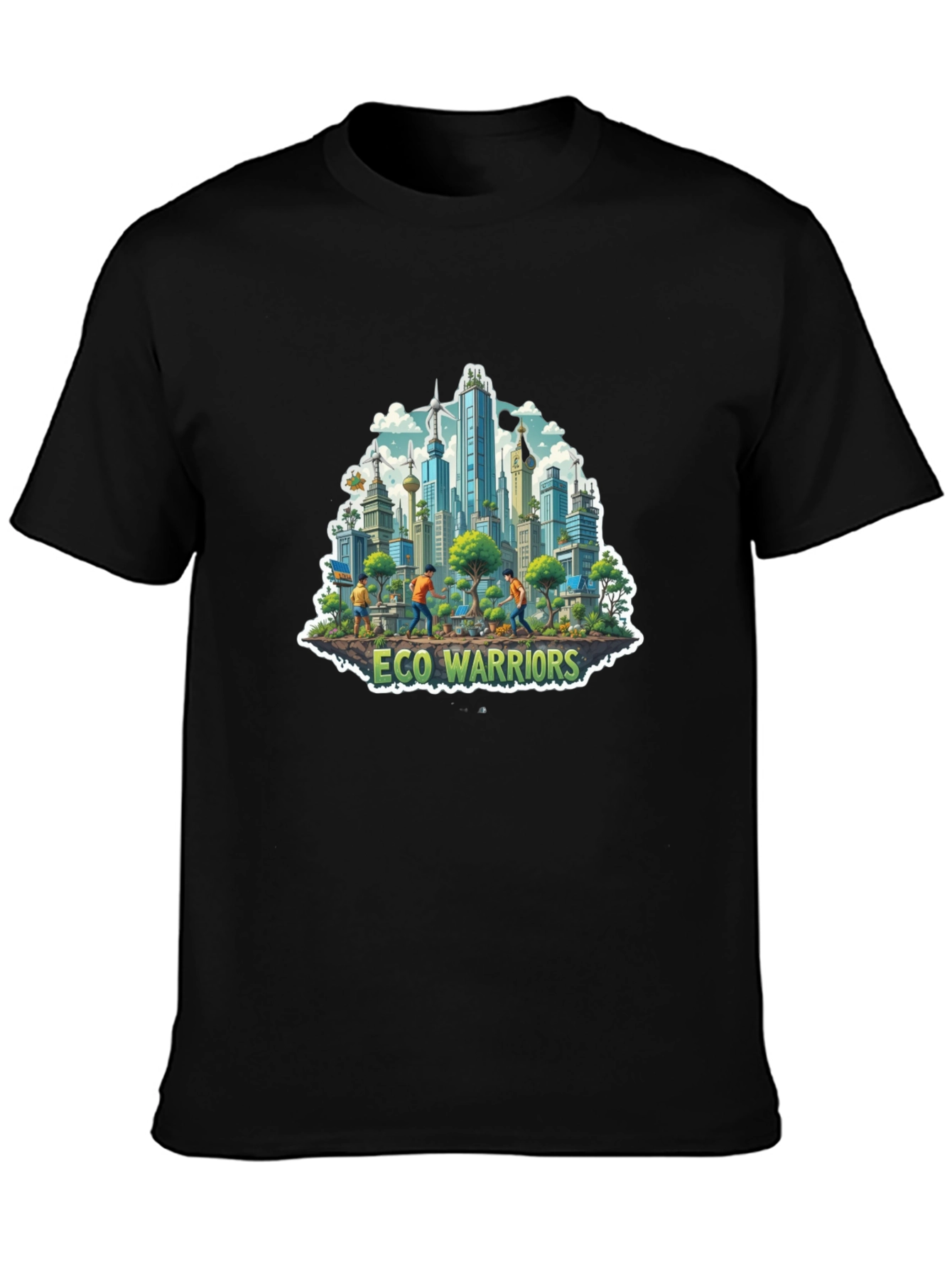 Eco Warriors Graphic Tee - Cityscape Design