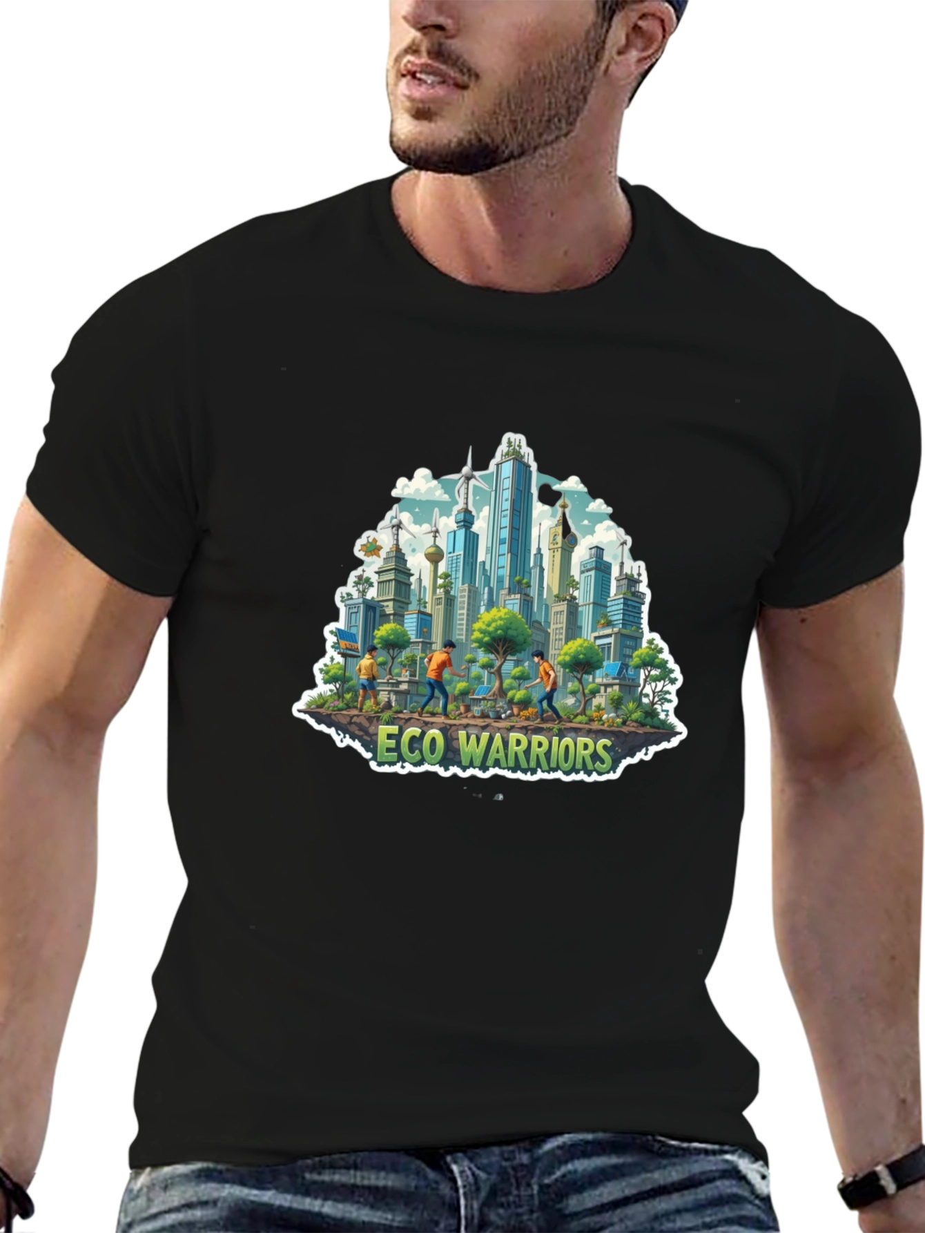 Eco Warriors Graphic Tee - Cityscape Design