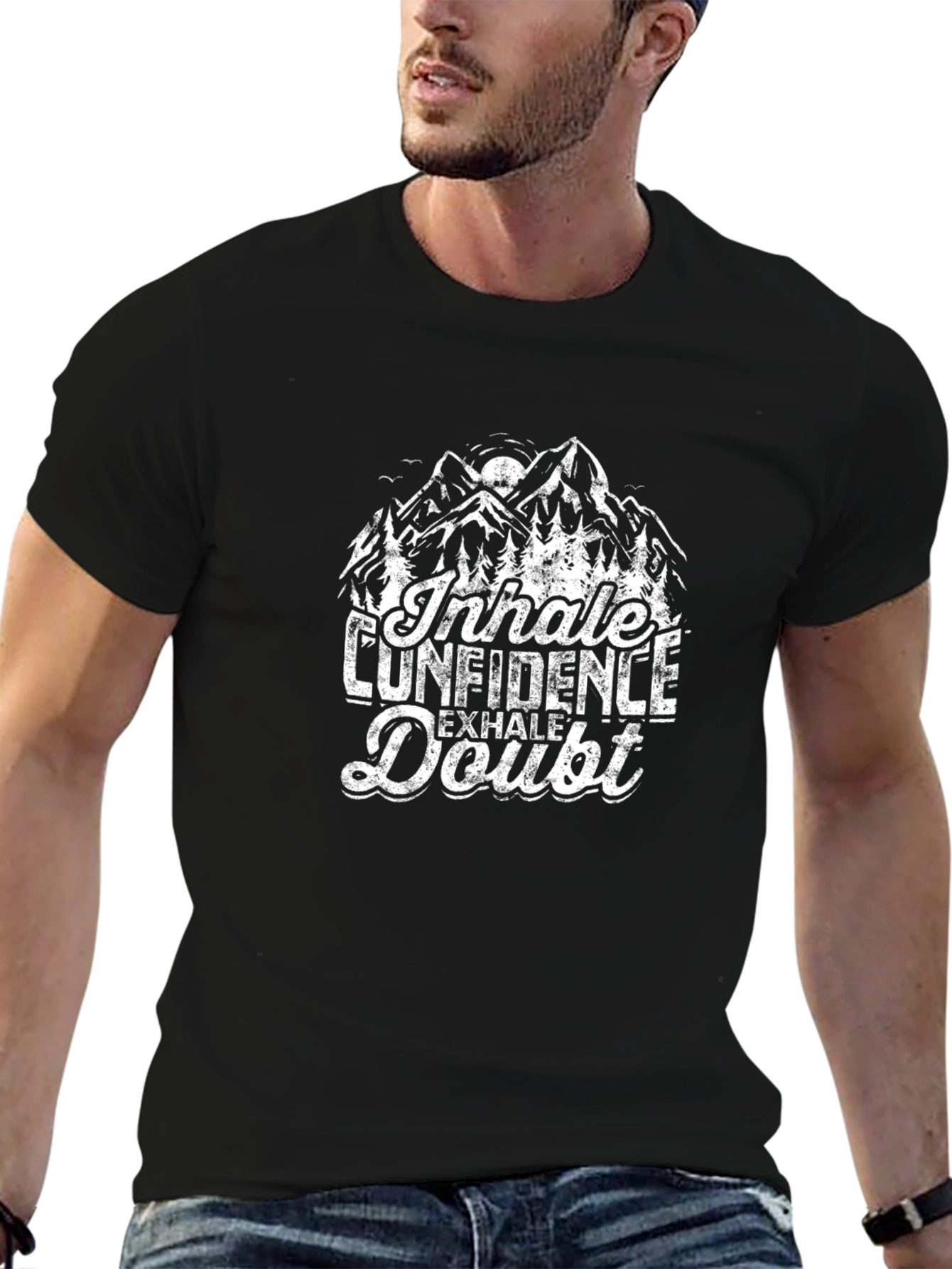 Inhale Confidence Black Graphic T-Shirt