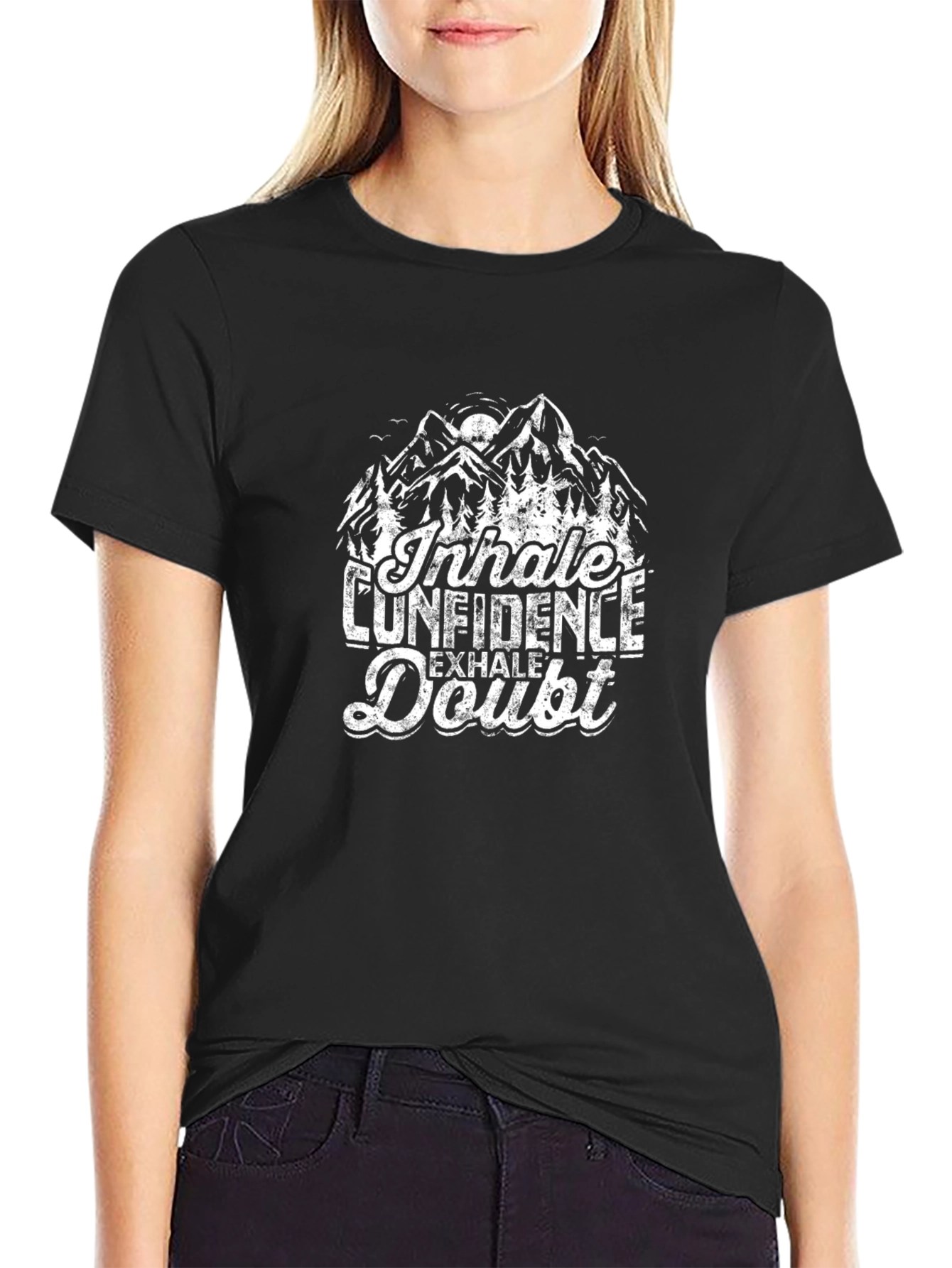 Inhale Confidence Black Graphic T-Shirt