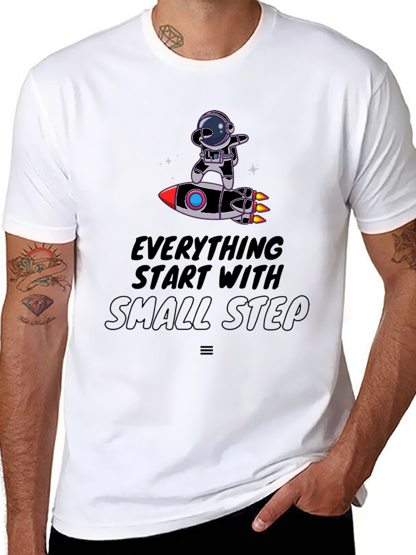 Astronaut on Rocket T-Shirt - Small Steps Matter