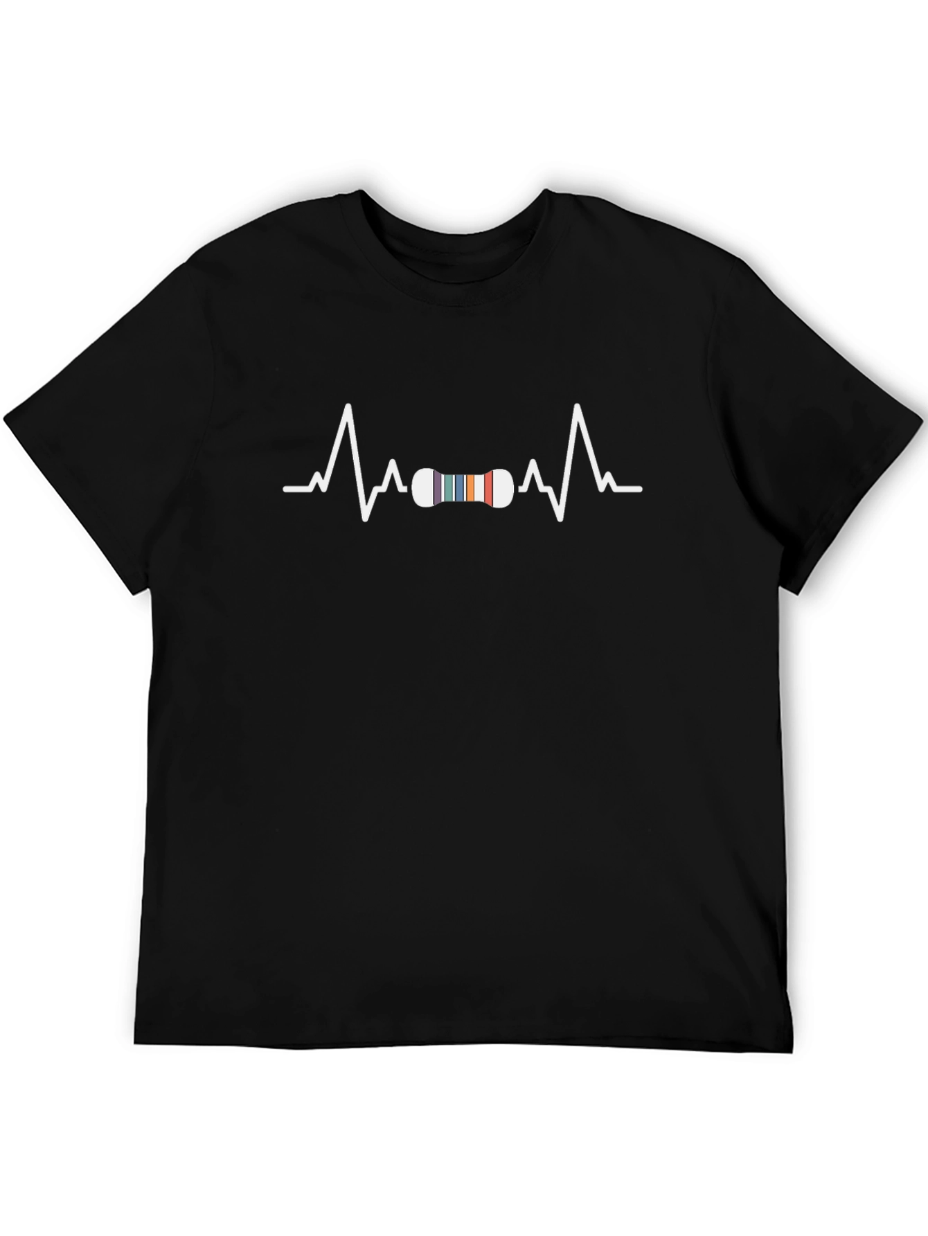 Resistor Heartbeat Black T-Shirt - Geeky Tech Style