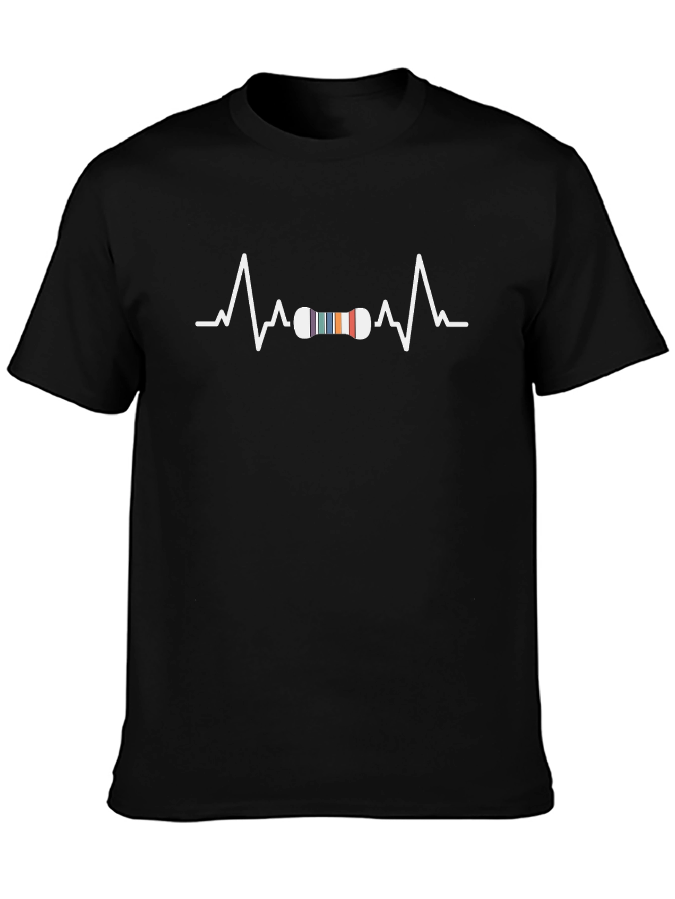 Resistor Heartbeat Black T-Shirt - Geeky Tech Style