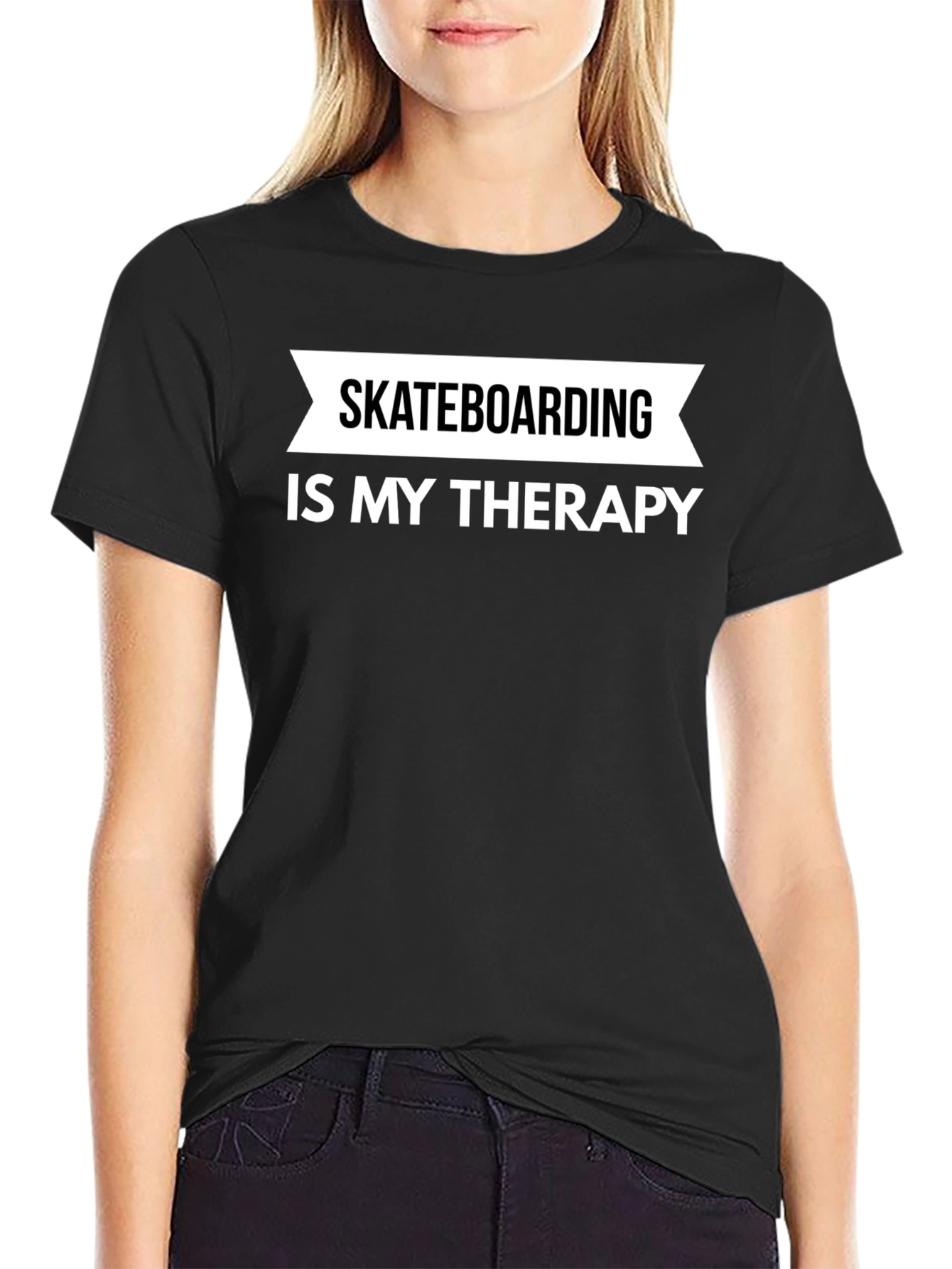 Skateboarding is My Therapy T-Shirt - Black