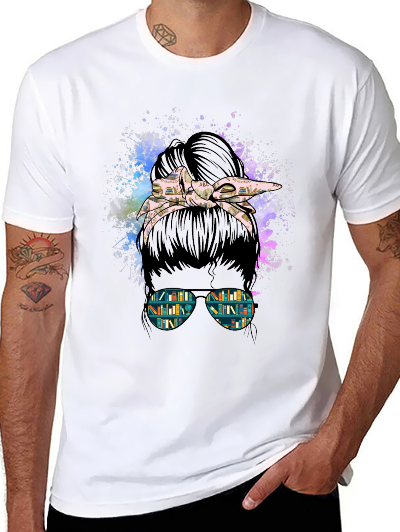 Book Lover Messy Bun T-Shirt