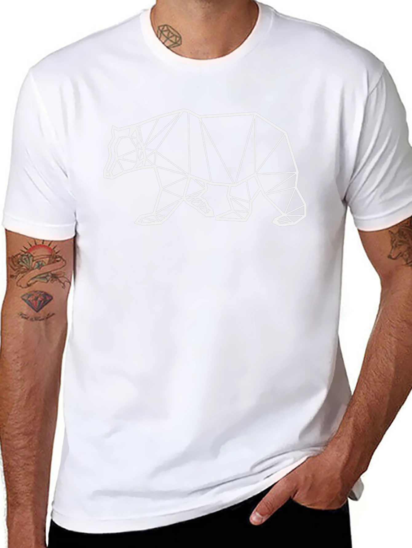 Geometric Bear Graphic Tee - Modern Style