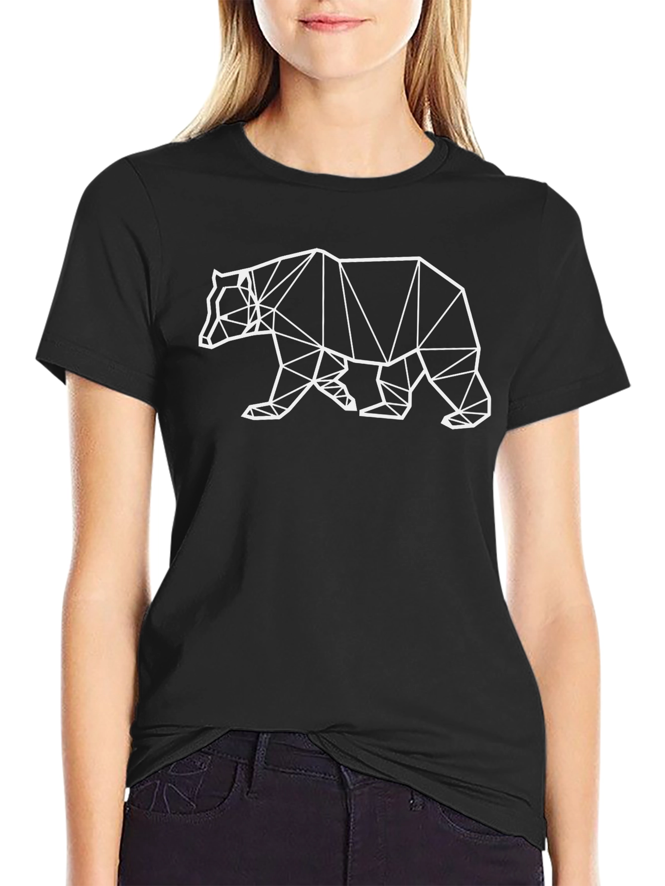 Geometric Bear Graphic Tee - Modern Style