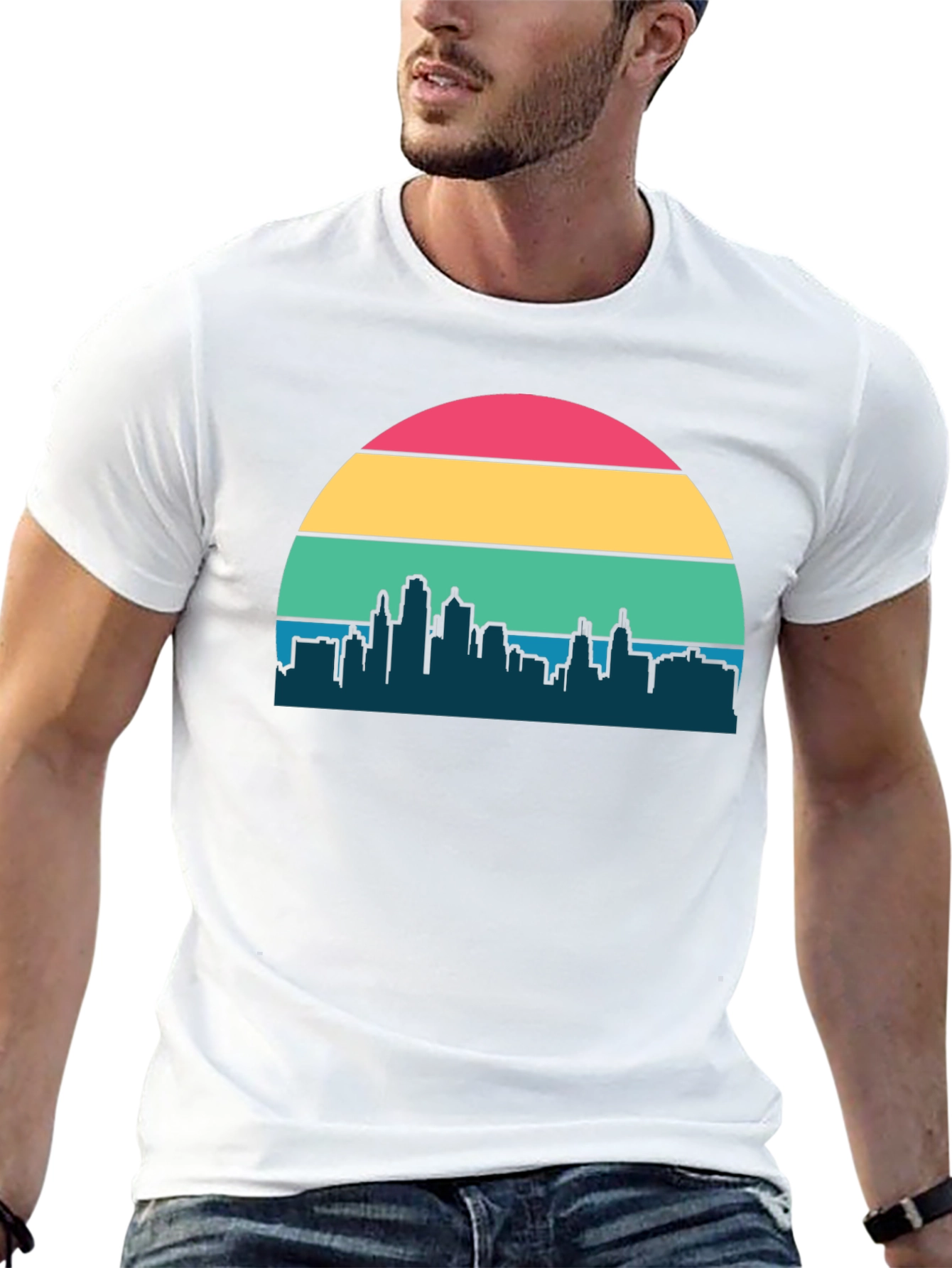 Retro Sunset Cityscape Graphic Tee