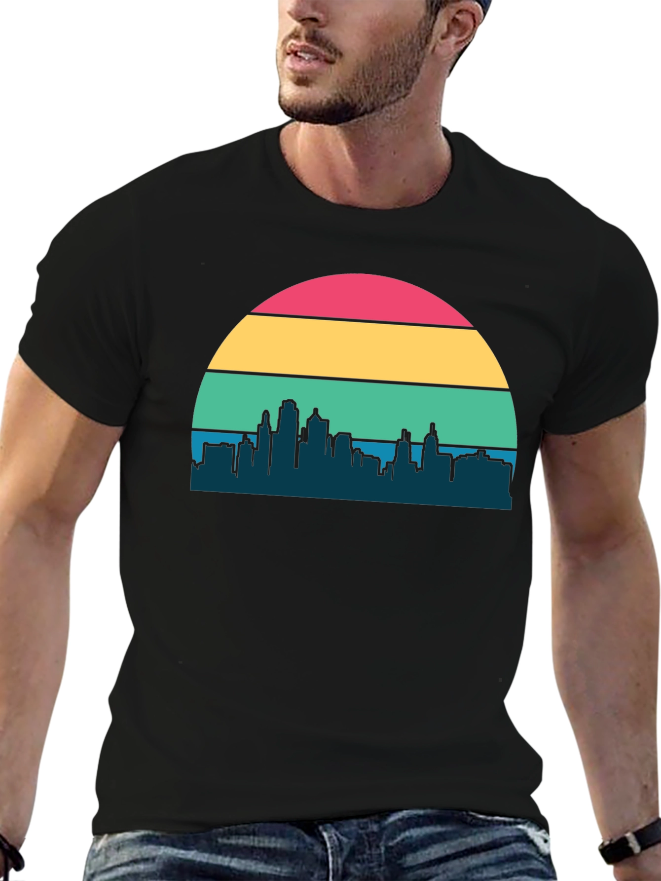Retro Sunset Cityscape Graphic Tee