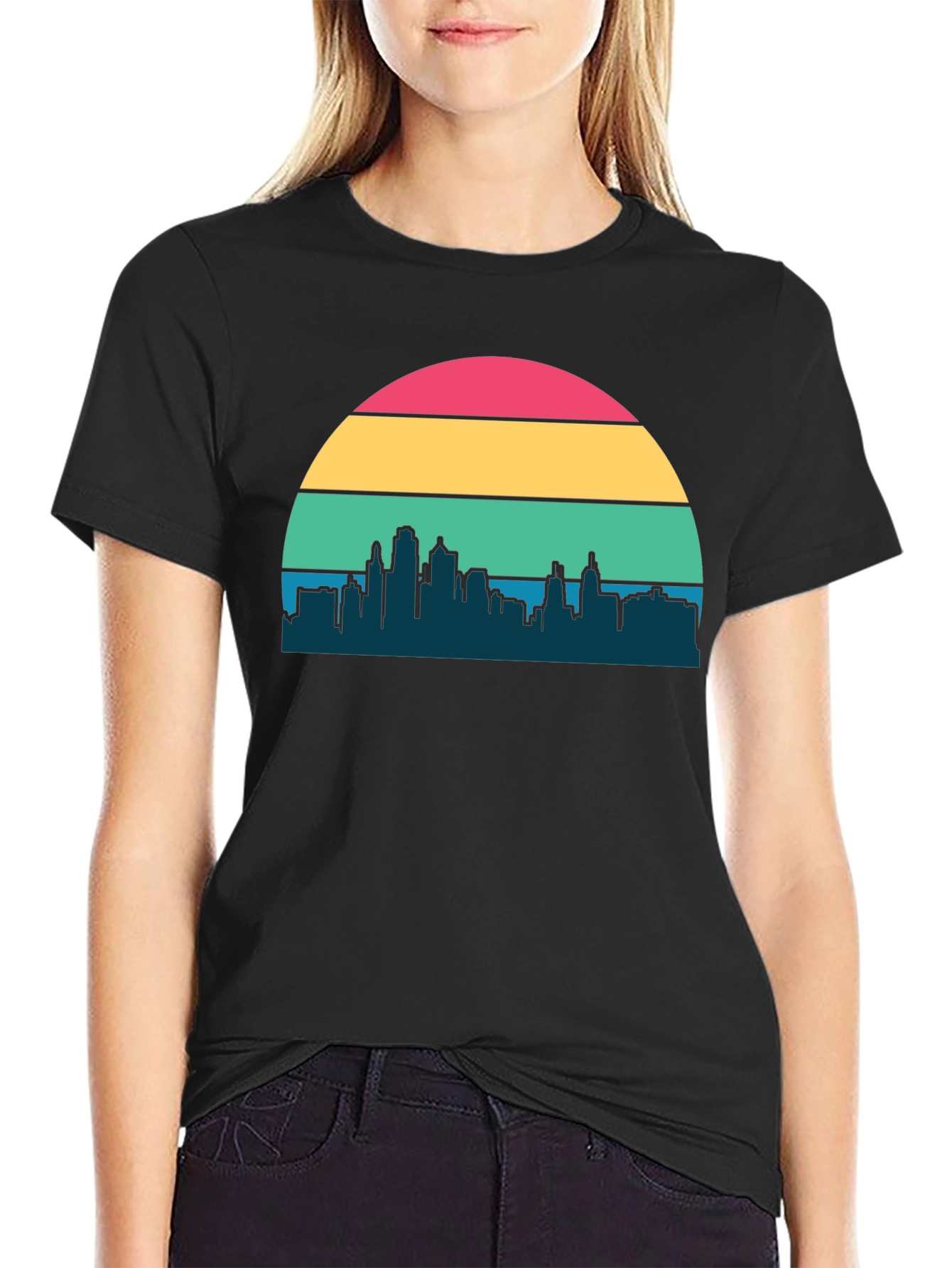 Retro Sunset Cityscape Graphic Tee