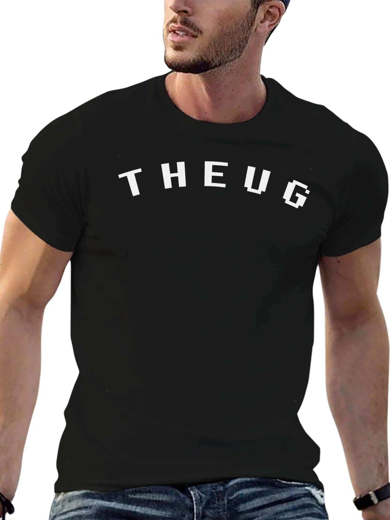 Pixelated THEUG Graphic Tee - Black Cotton Blend