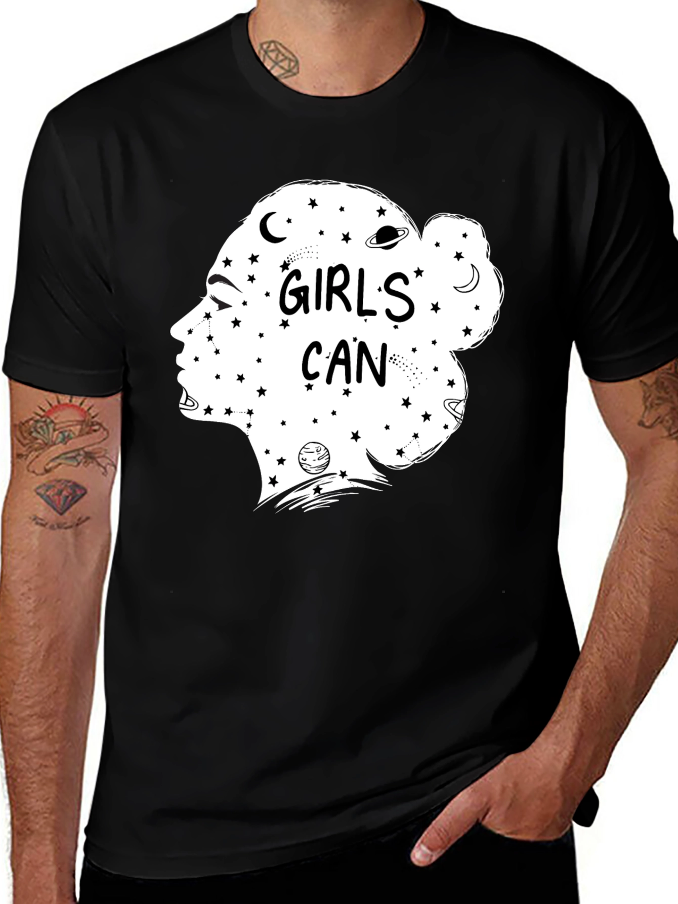 Girls Can Black T-Shirt - Empowering Graphic Tee