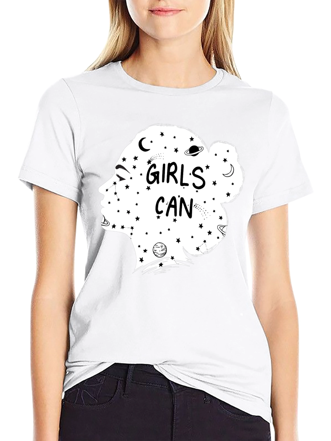 Girls Can Black T-Shirt - Empowering Graphic Tee