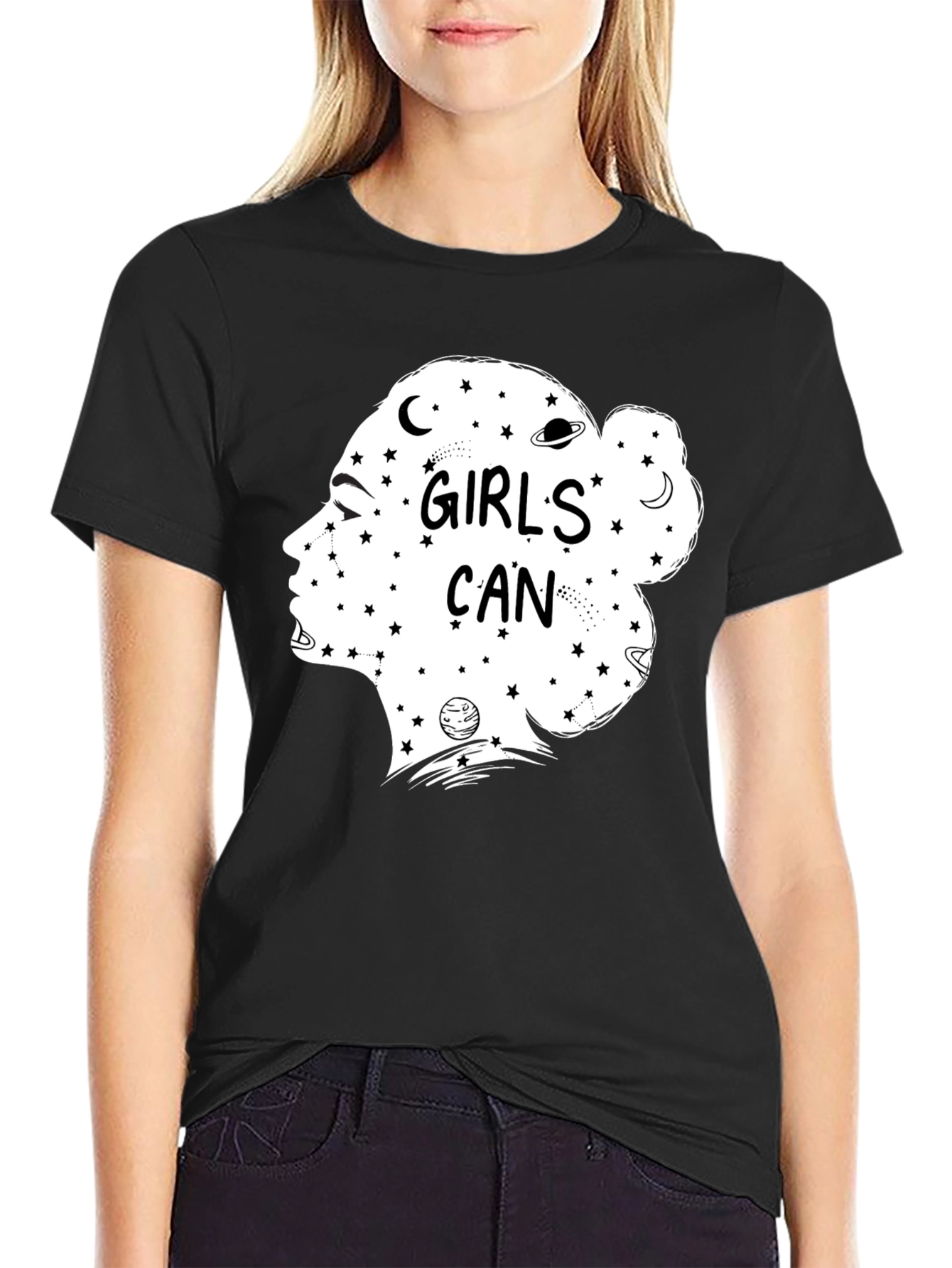 Girls Can Black T-Shirt - Empowering Graphic Tee
