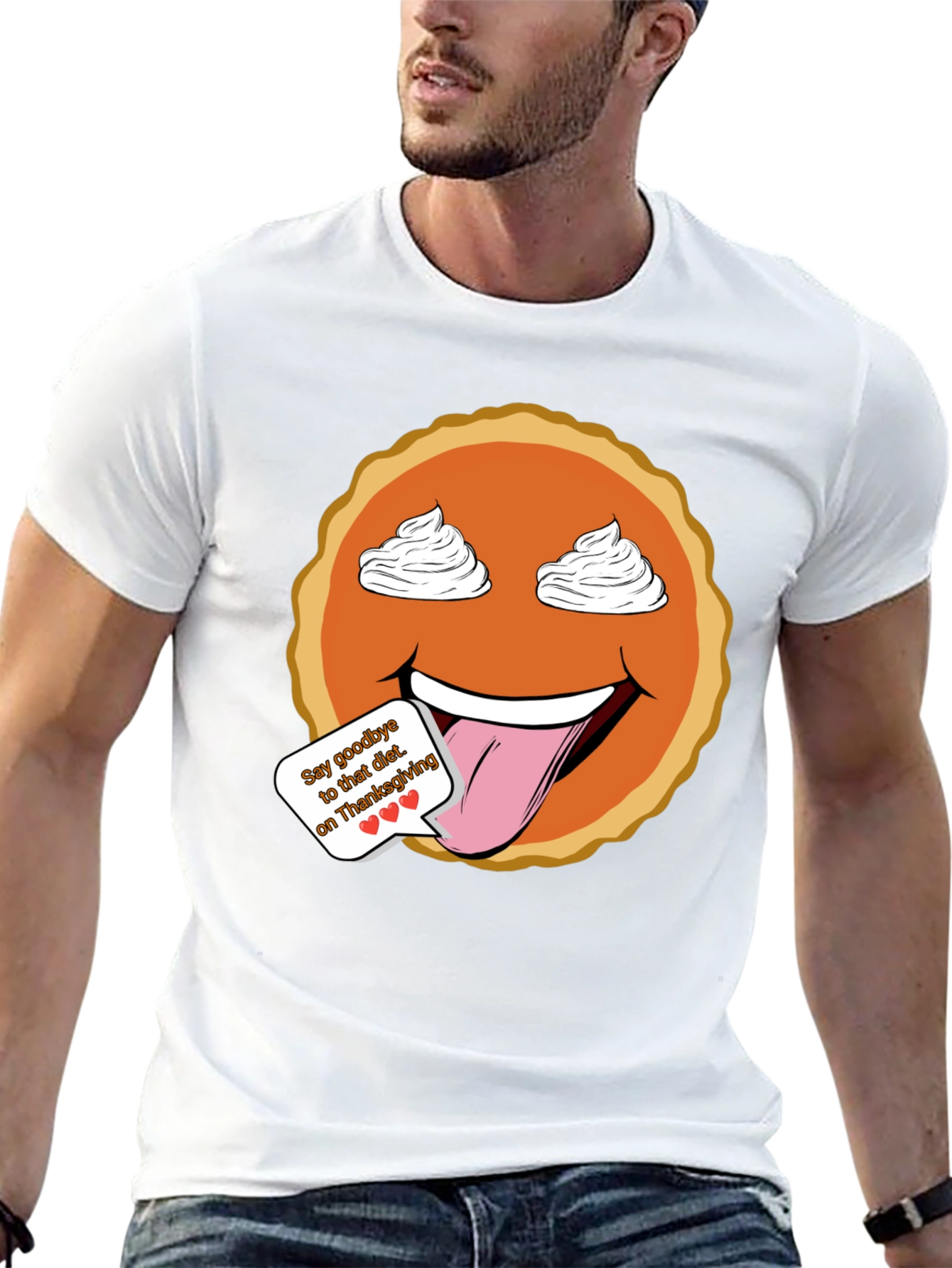 Thanksgiving Pumpkin Pie Emoji Graphic T-Shirt