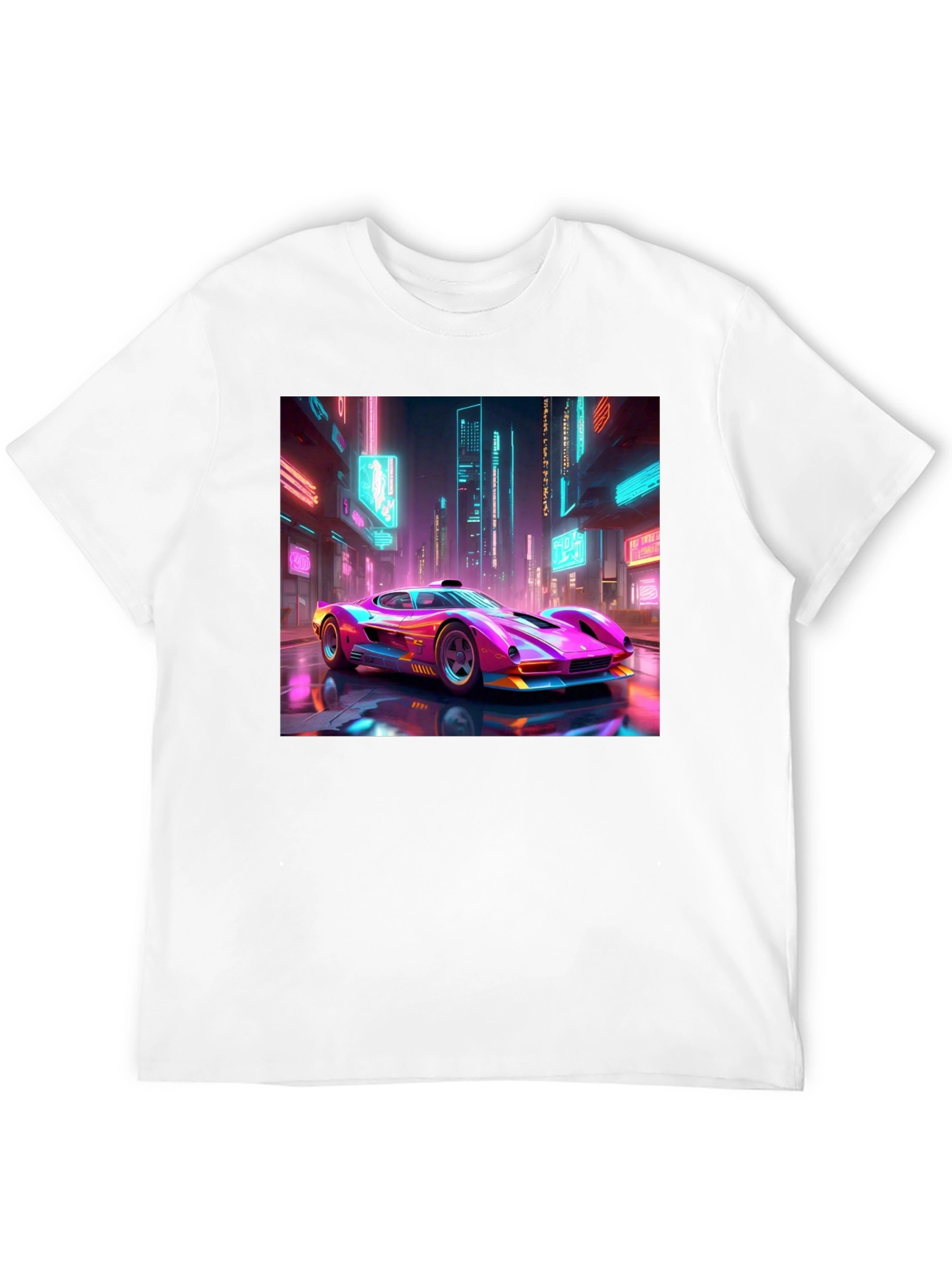 Cyberpunk Car Graphic Tee - Futuristic Neon Style
