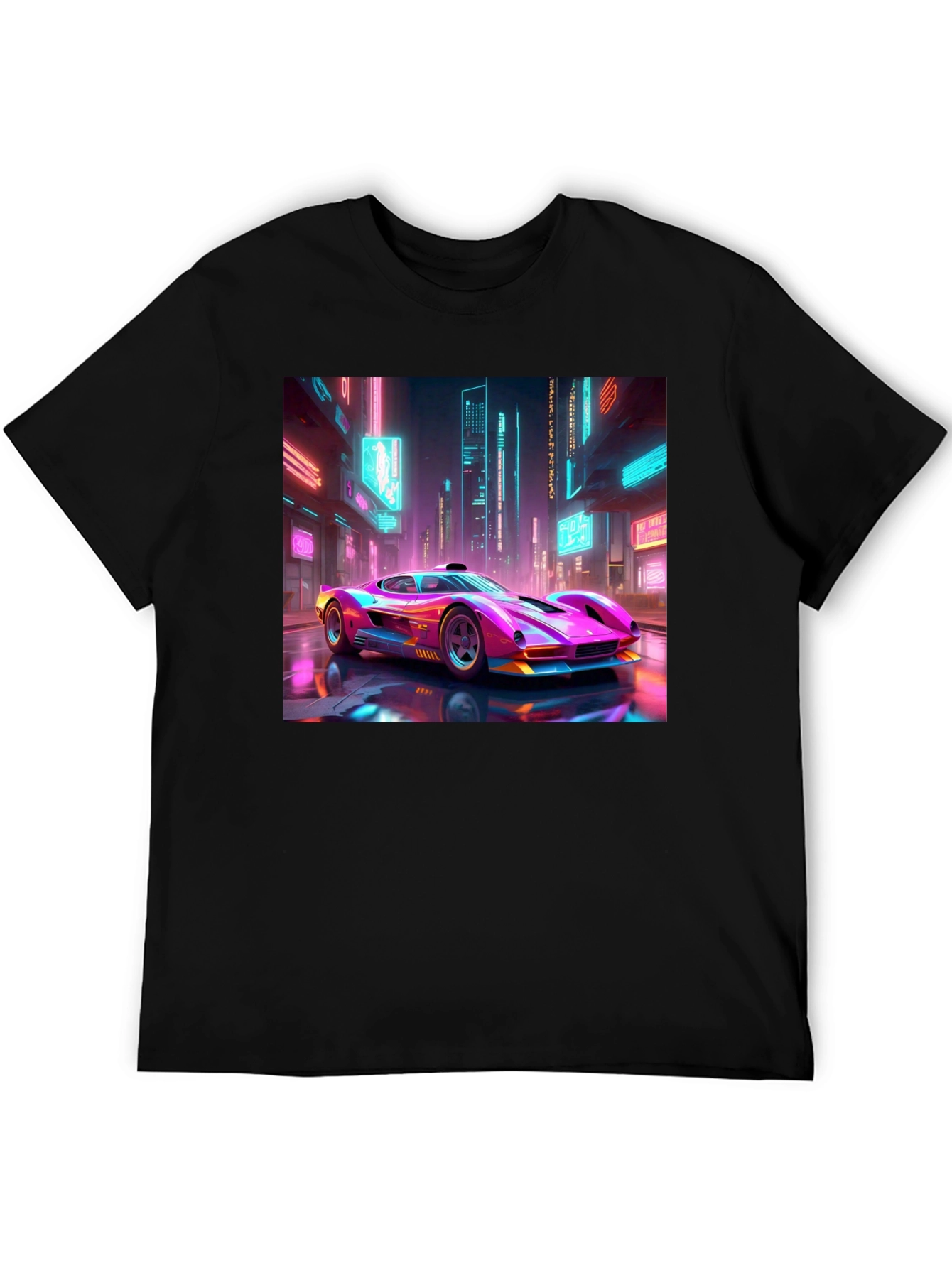 Cyberpunk Car Graphic Tee - Futuristic Neon Style