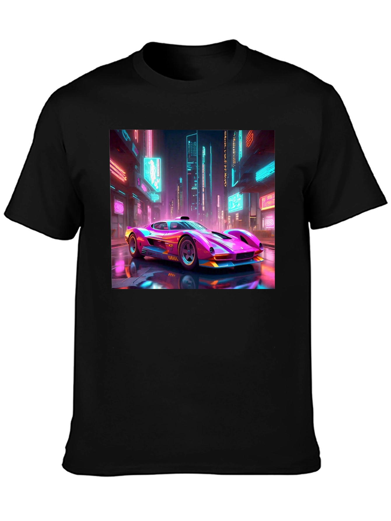 Cyberpunk Car Graphic Tee - Futuristic Neon Style