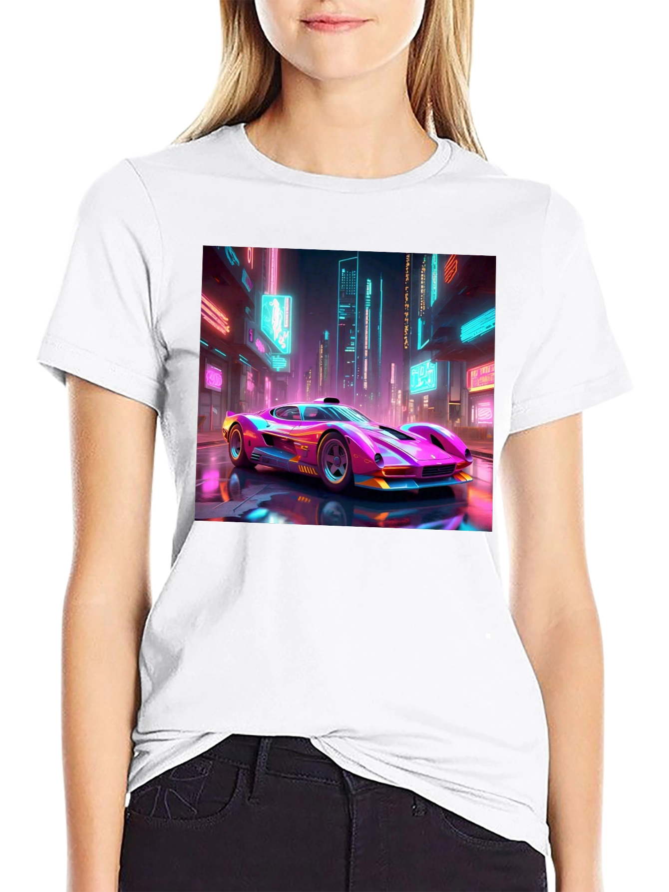 Cyberpunk Car Graphic Tee - Futuristic Neon Style