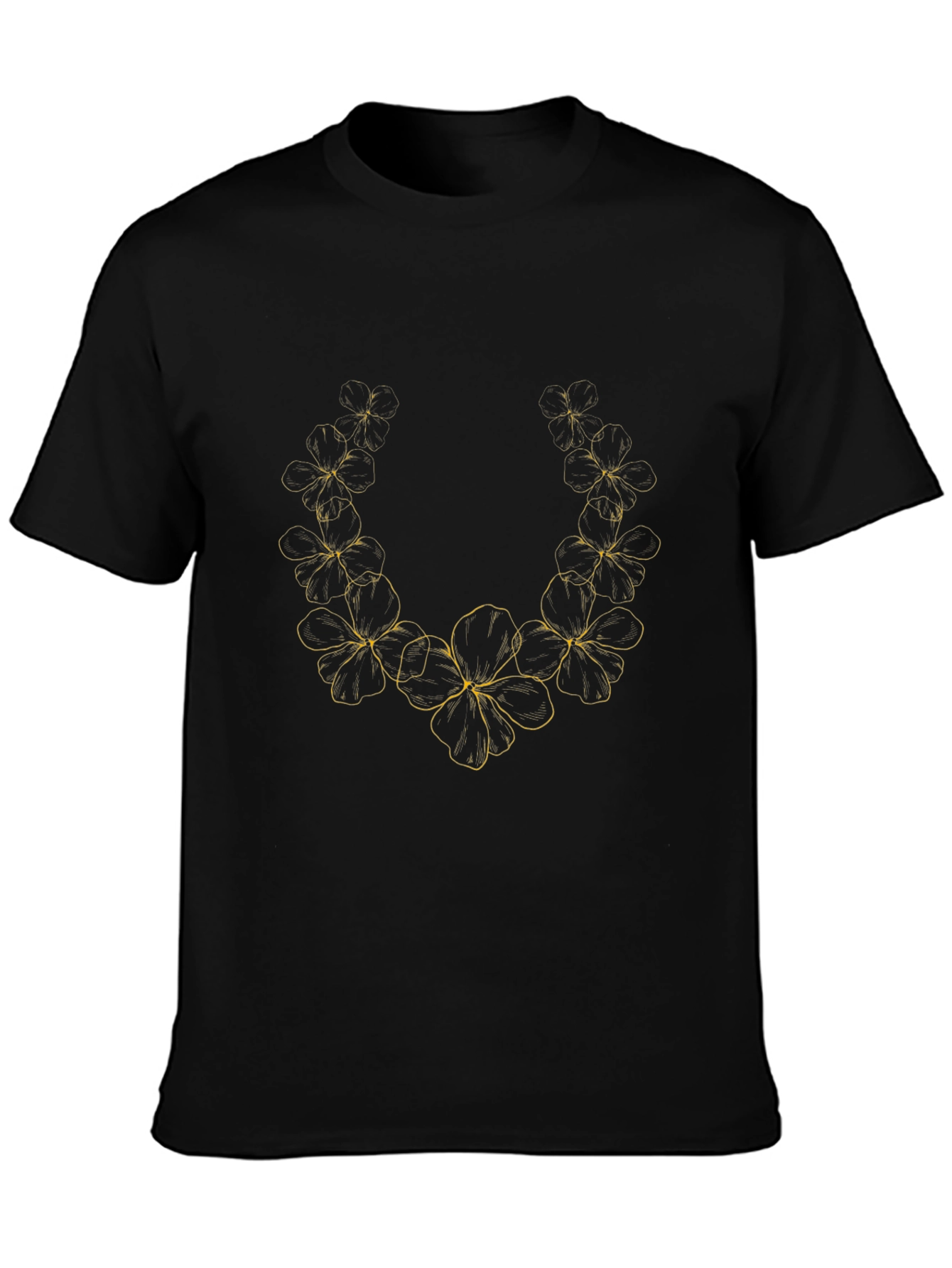 Floral Wreath Graphic Black T-Shirt
