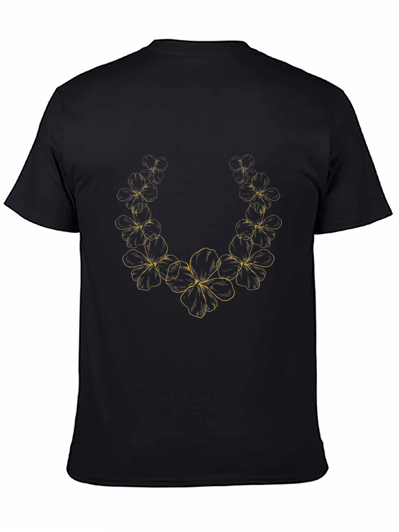 Floral Wreath Graphic Black T-Shirt