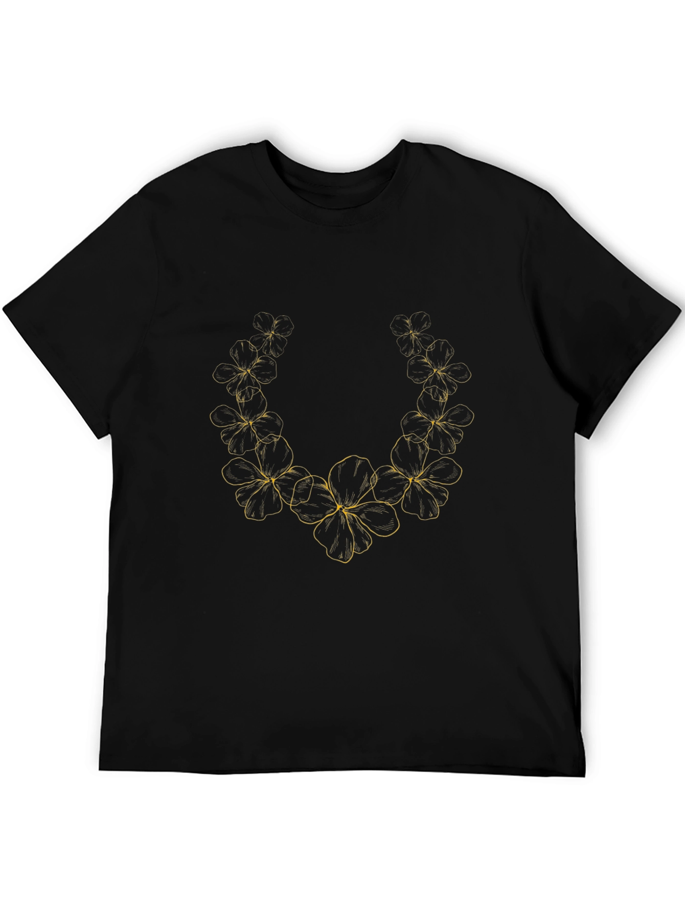 Floral Wreath Graphic Black T-Shirt