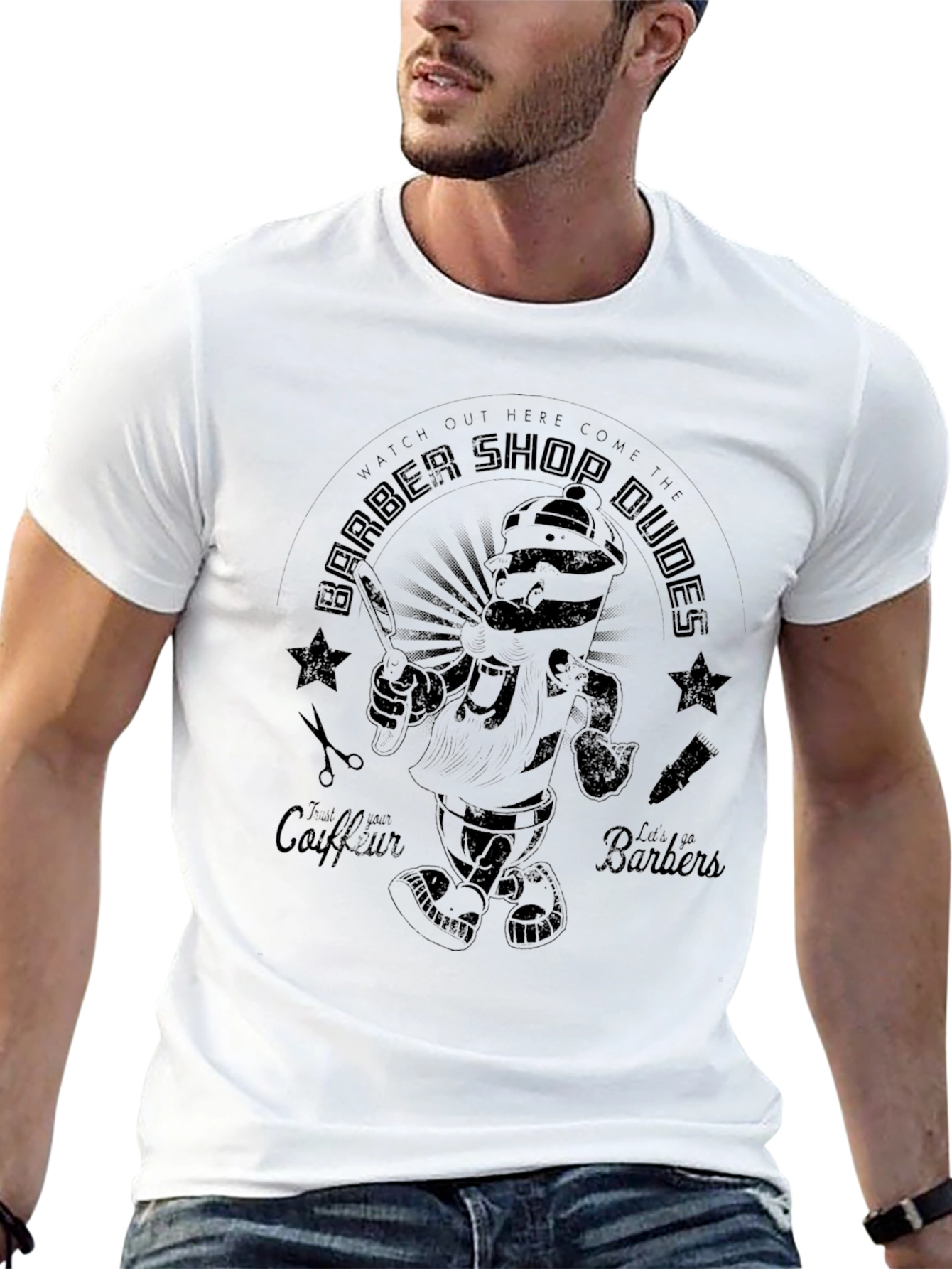 Barber Shop Dudes Graphic T-Shirt - Black