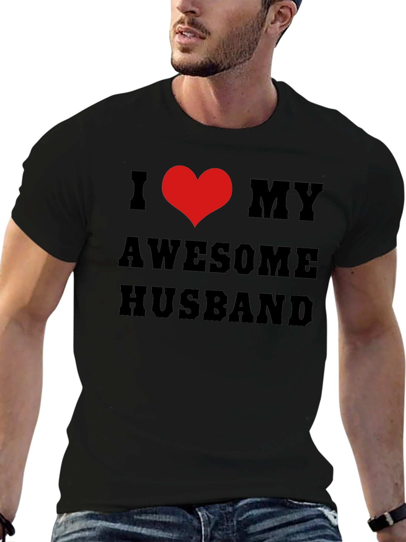 I Heart My Awesome Husband Black T-Shirt