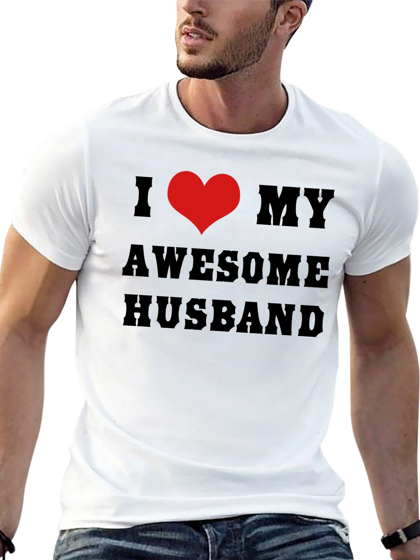 I Heart My Awesome Husband Black T-Shirt