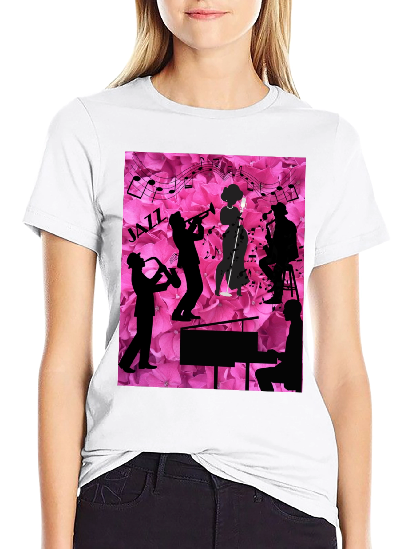 Jazzy Floral T-Shirt - Music Lovers Tee