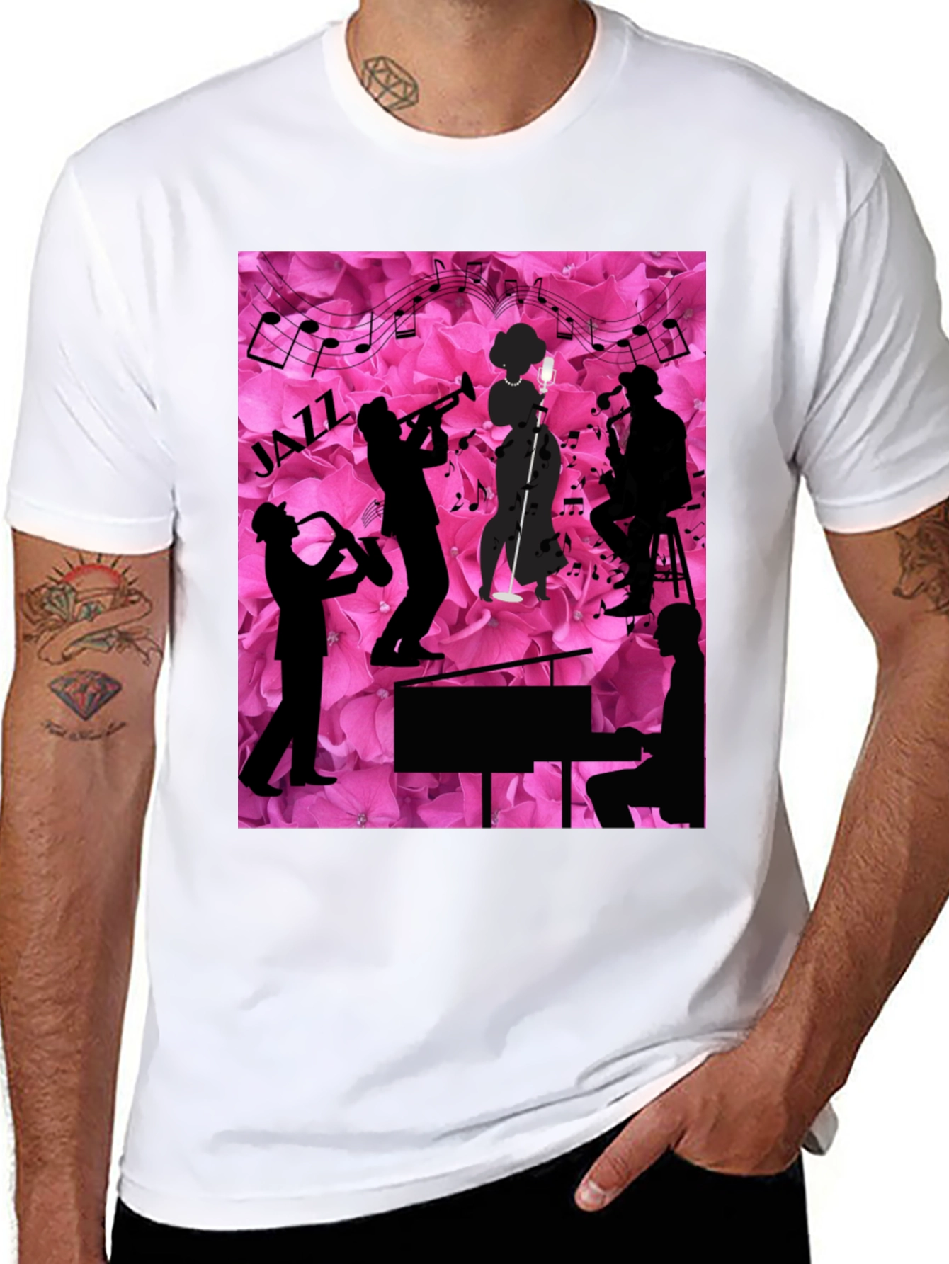 Jazzy Floral T-Shirt - Music Lovers Tee