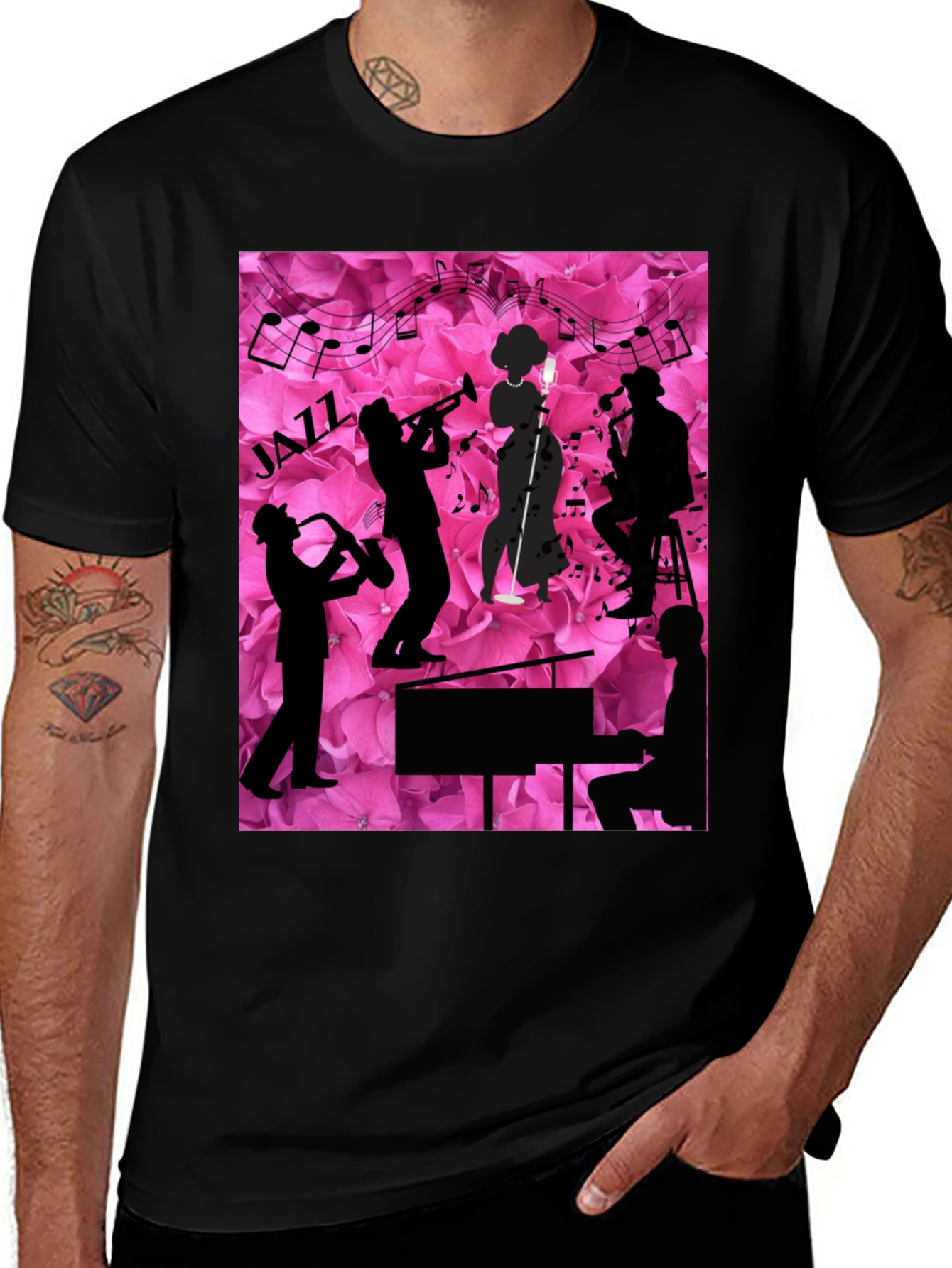 Jazzy Floral T-Shirt - Music Lovers Tee