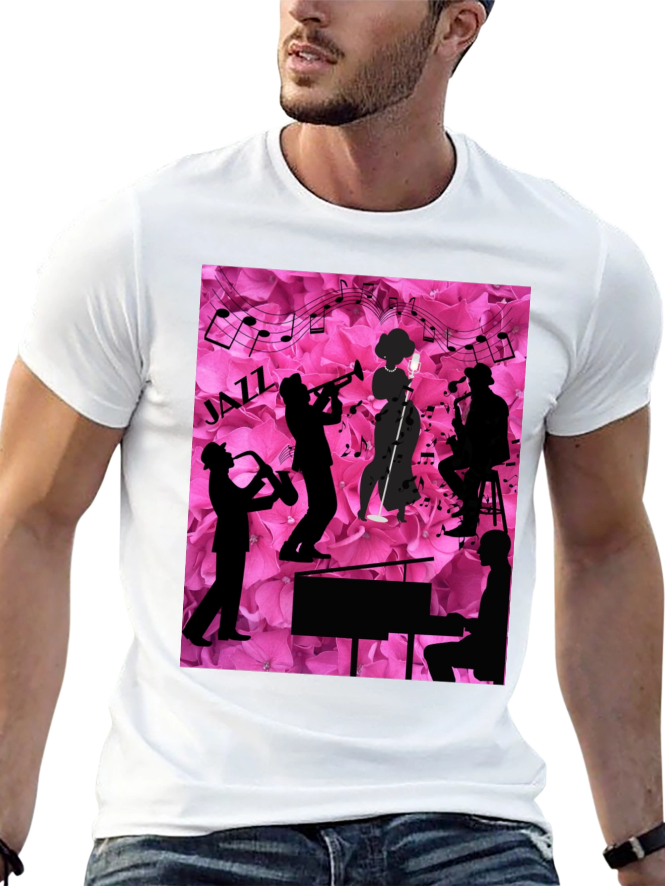 Jazzy Floral T-Shirt - Music Lovers Tee