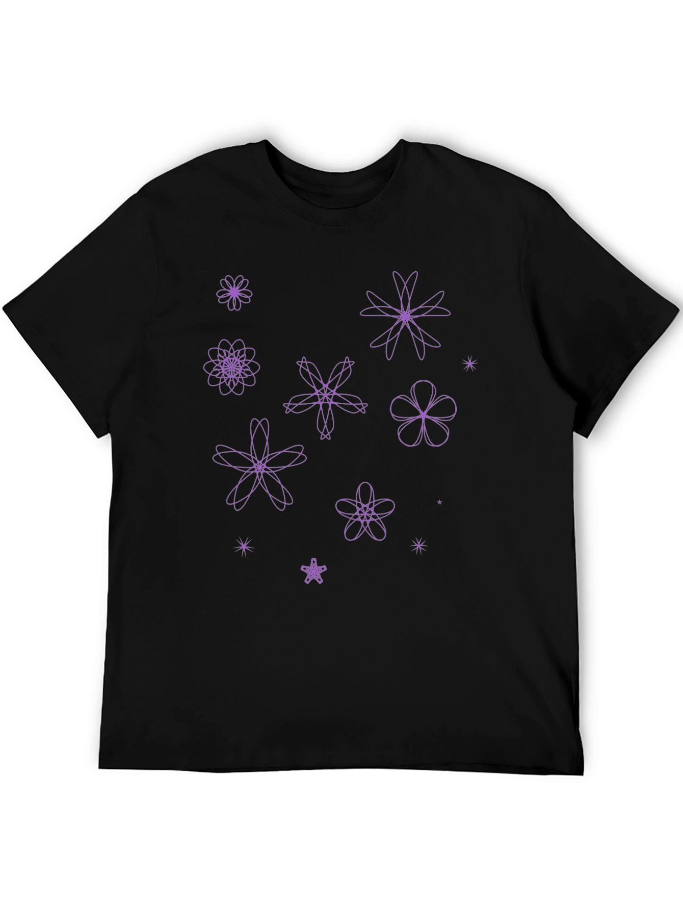 Floral Pattern Black T-Shirt