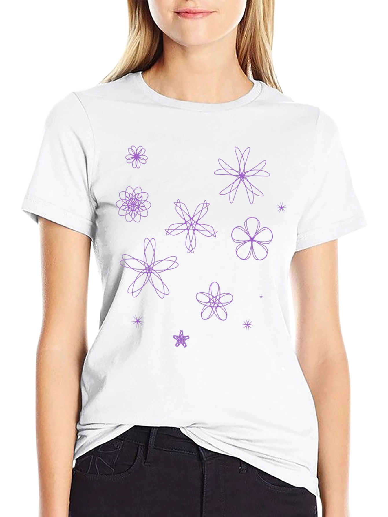 Floral Pattern Black T-Shirt