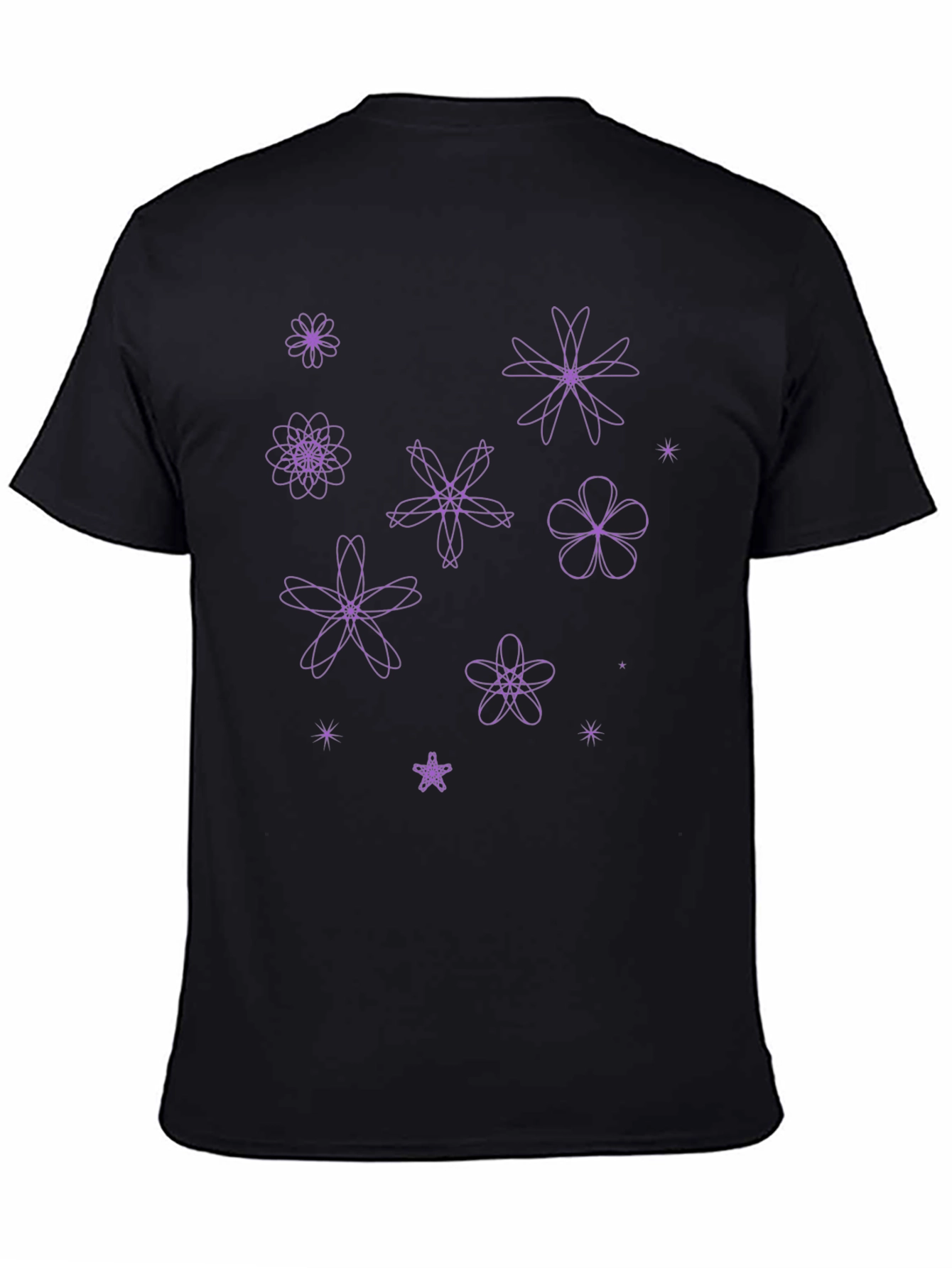 Floral Pattern Black T-Shirt