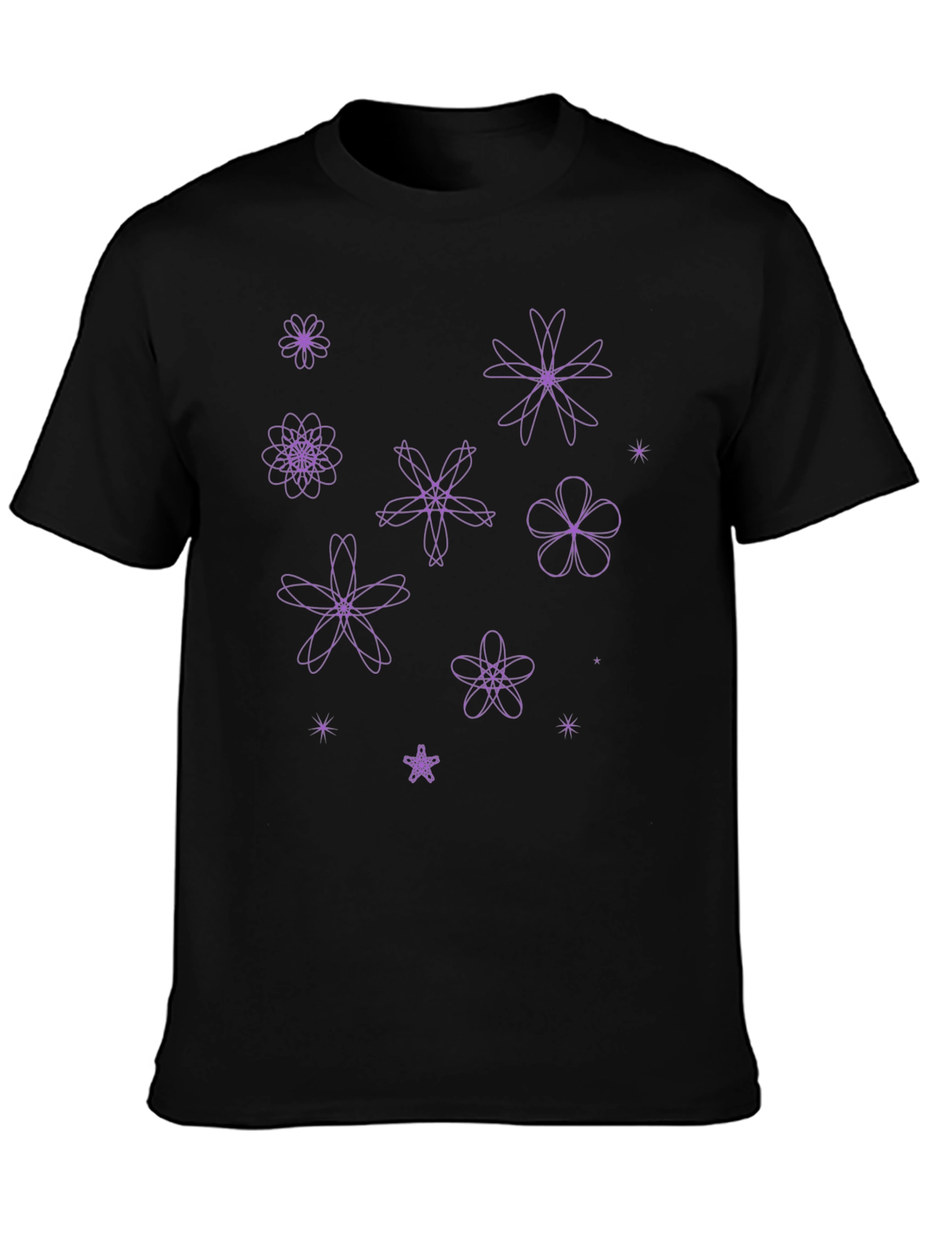 Floral Pattern Black T-Shirt