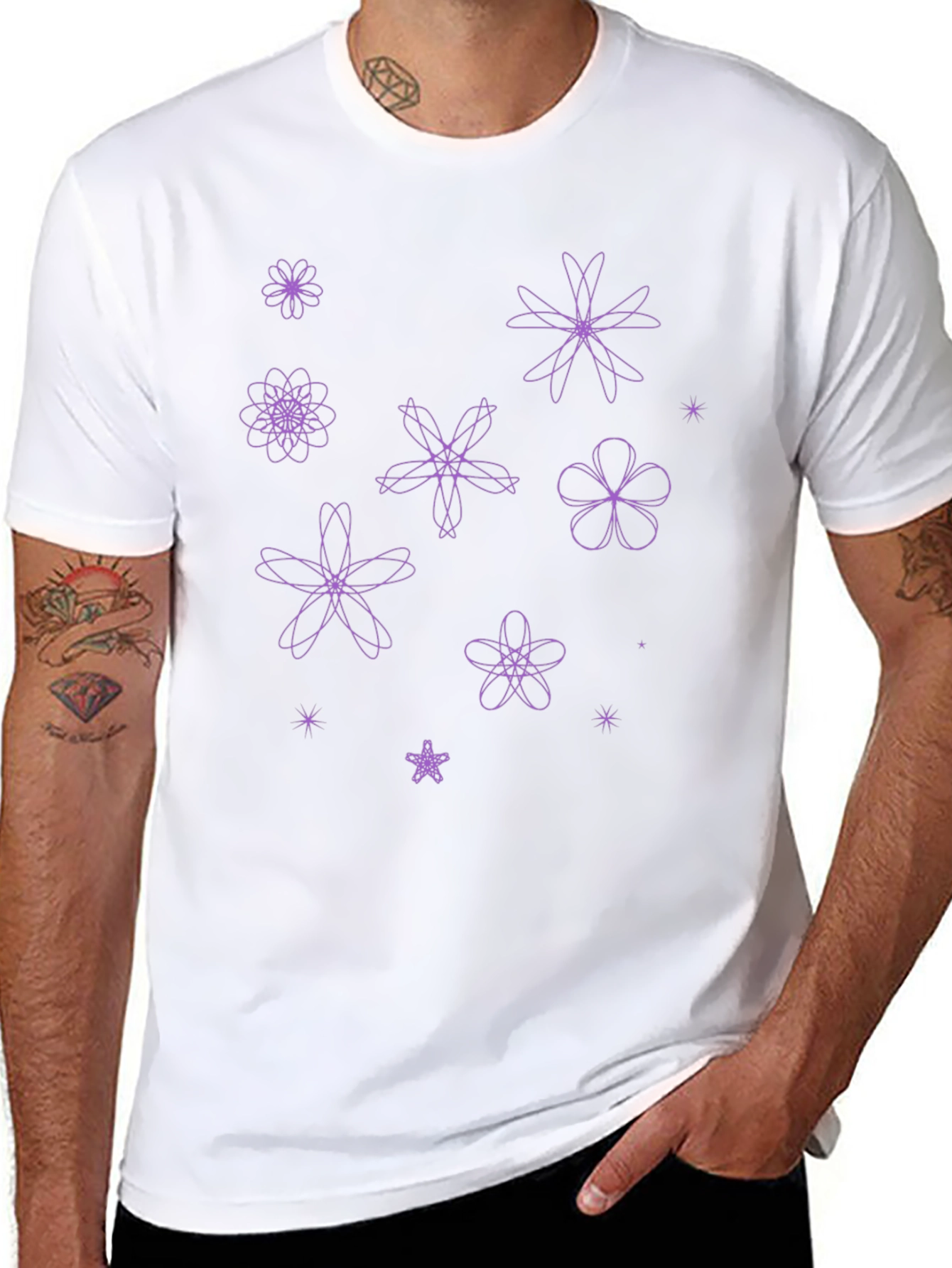 Floral Pattern Black T-Shirt