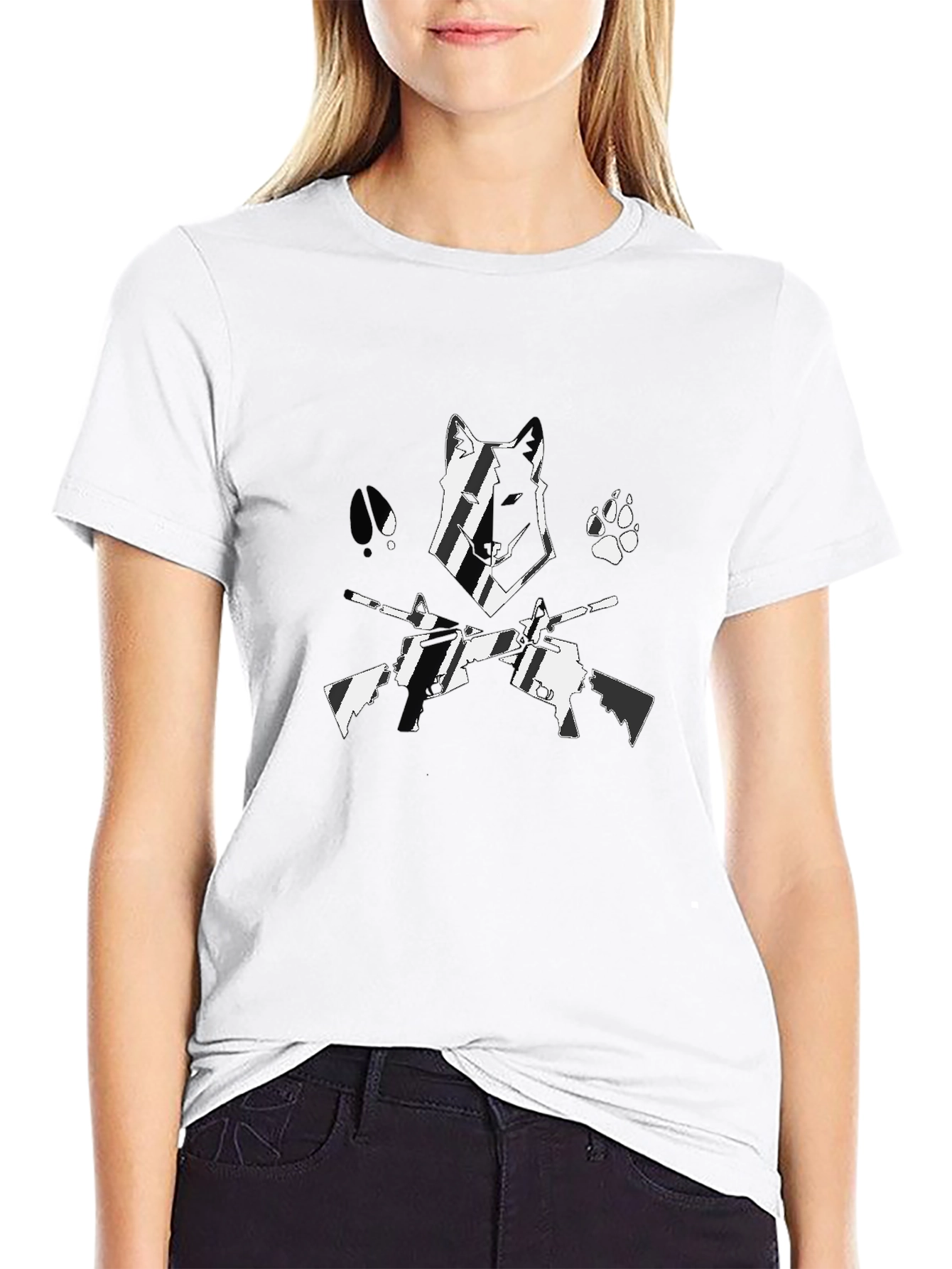 Wolf & Guns Graphic Black T-Shirt