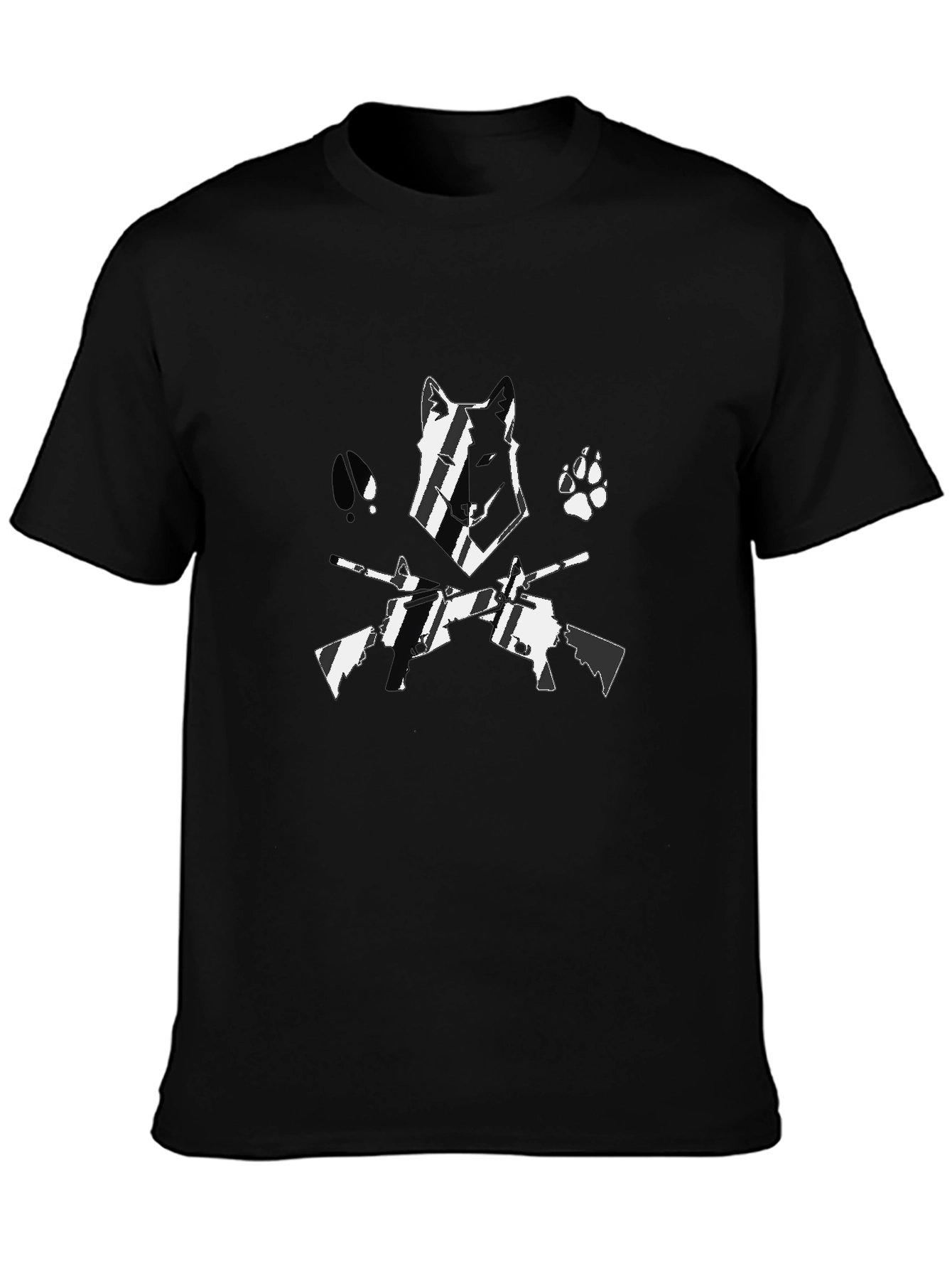 Wolf & Guns Graphic Black T-Shirt