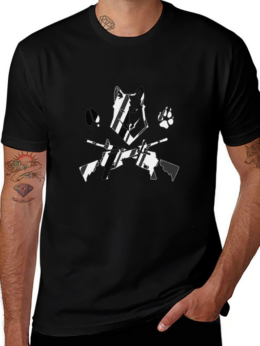 Wolf & Guns Graphic Black T-Shirt