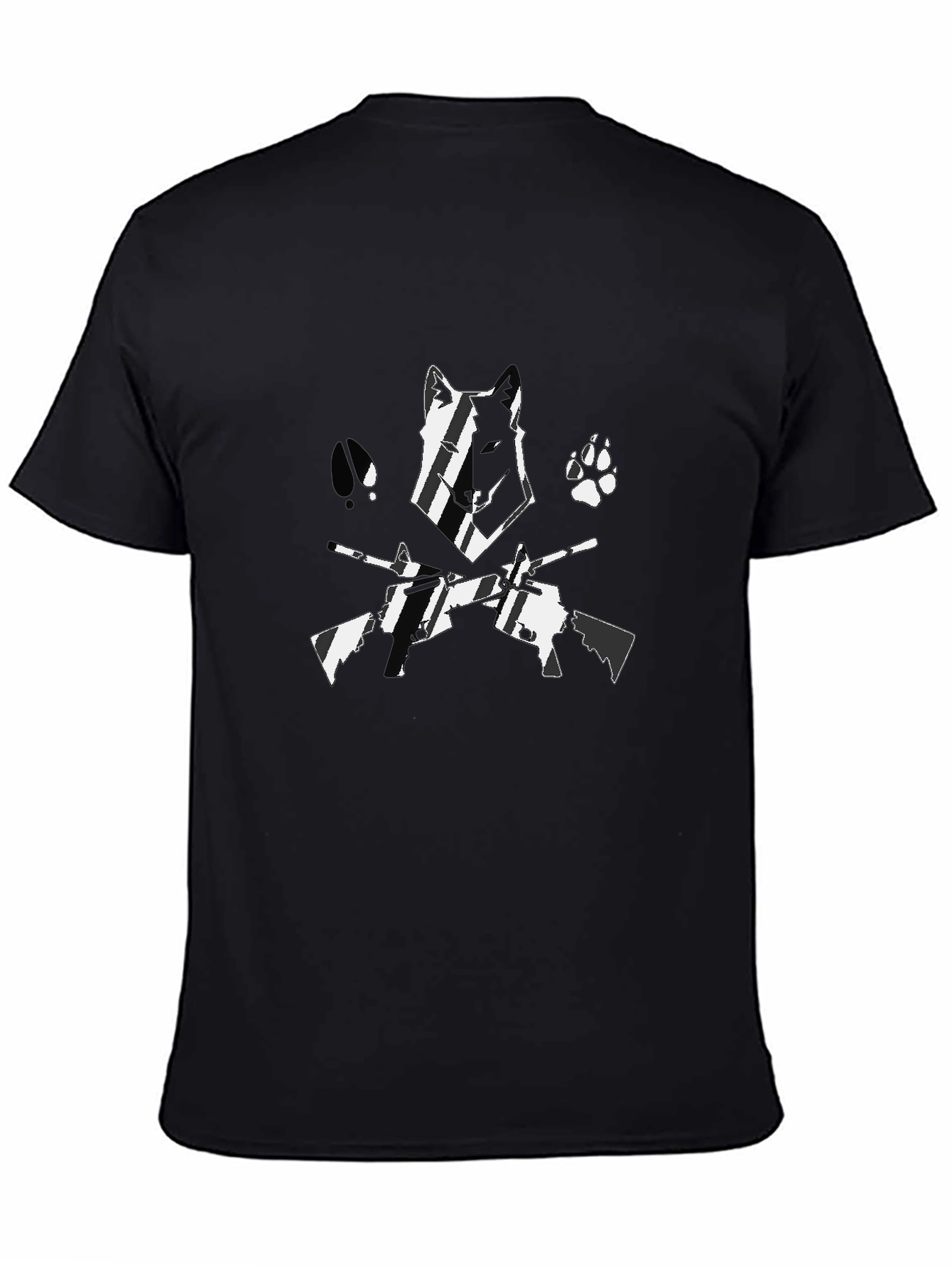 Wolf & Guns Graphic Black T-Shirt