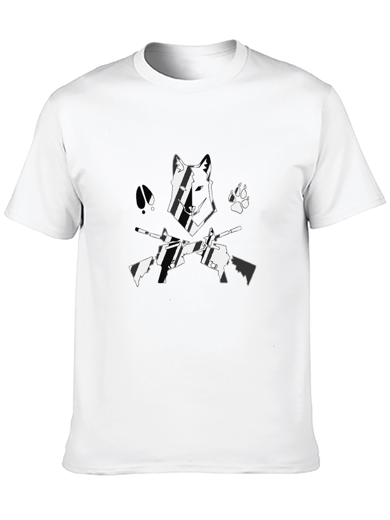 Wolf & Guns Graphic Black T-Shirt