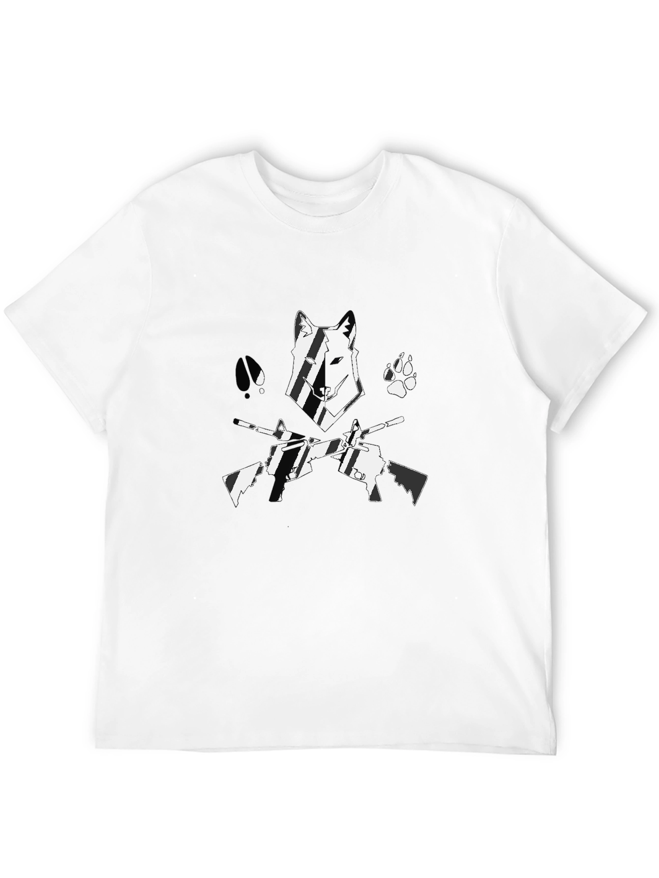 Wolf & Guns Graphic Black T-Shirt